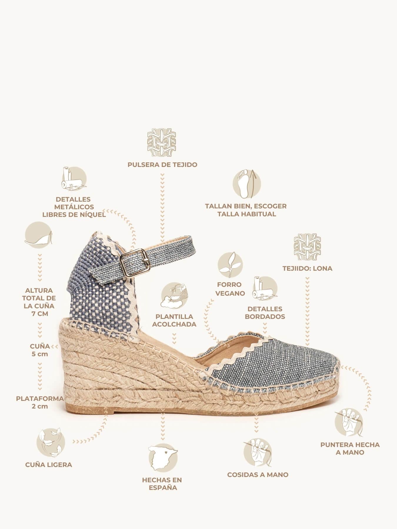 Jara Cuña Media Lino Jaspeado Azul Jeans