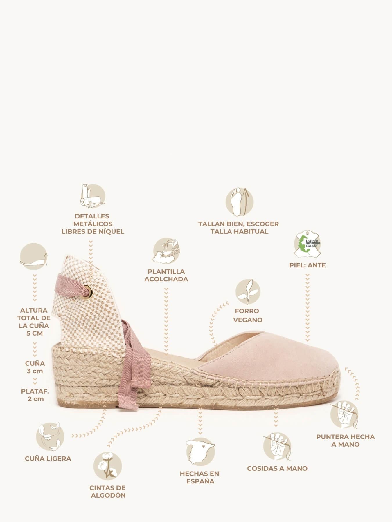 Romero Cuña 5 cm Ante Rosa Claro
