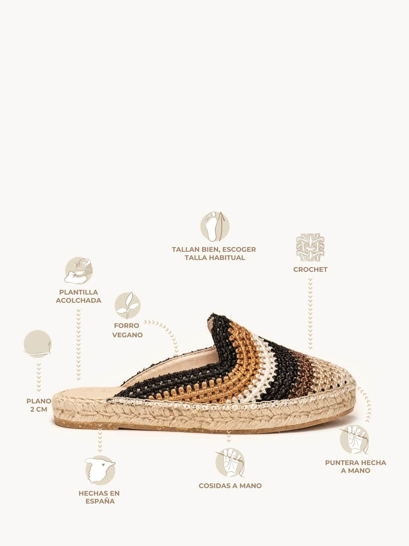 Loto Crochet Rayas Negro