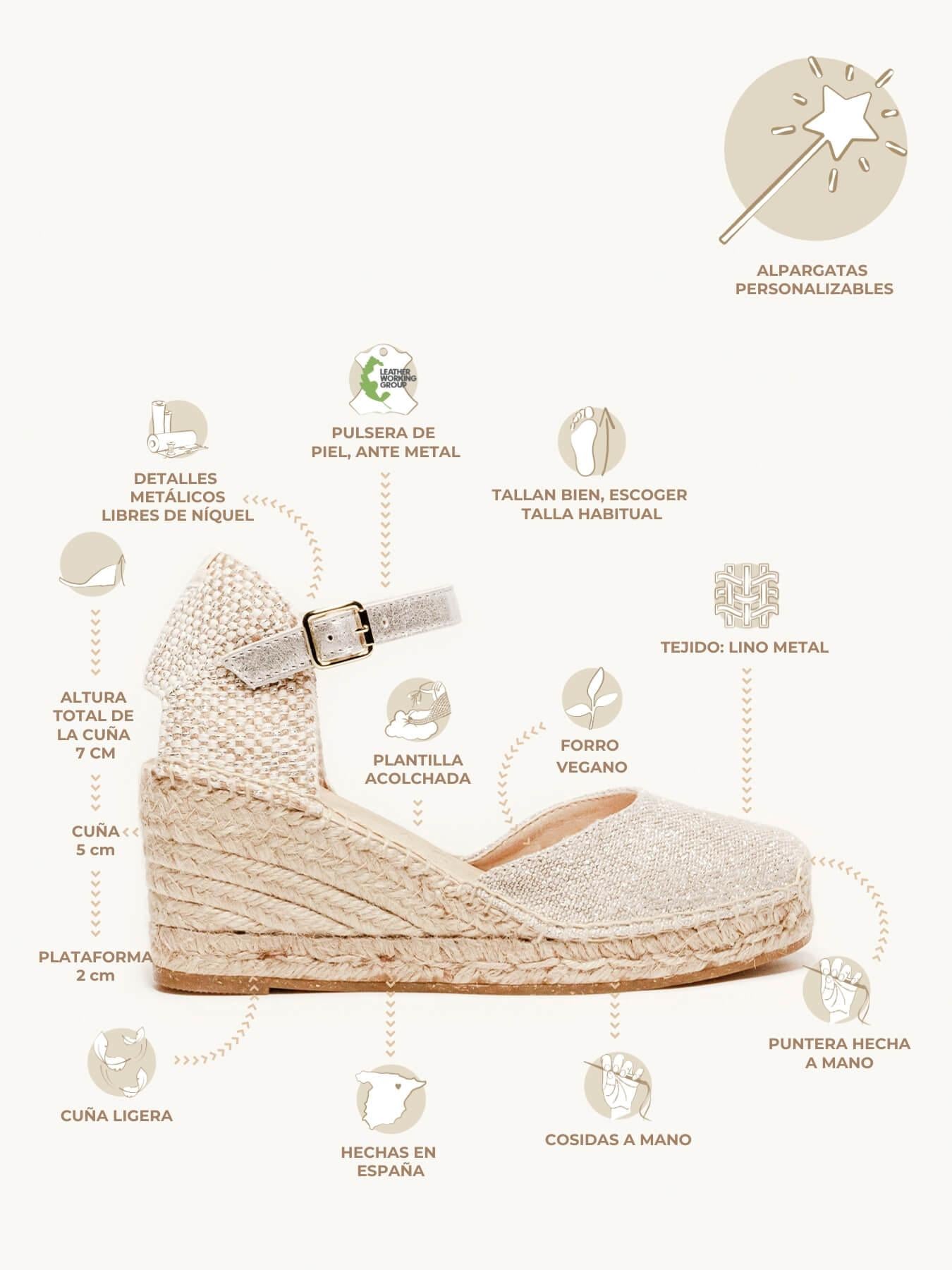 Dalia Cuña Media Lino Metal Plata