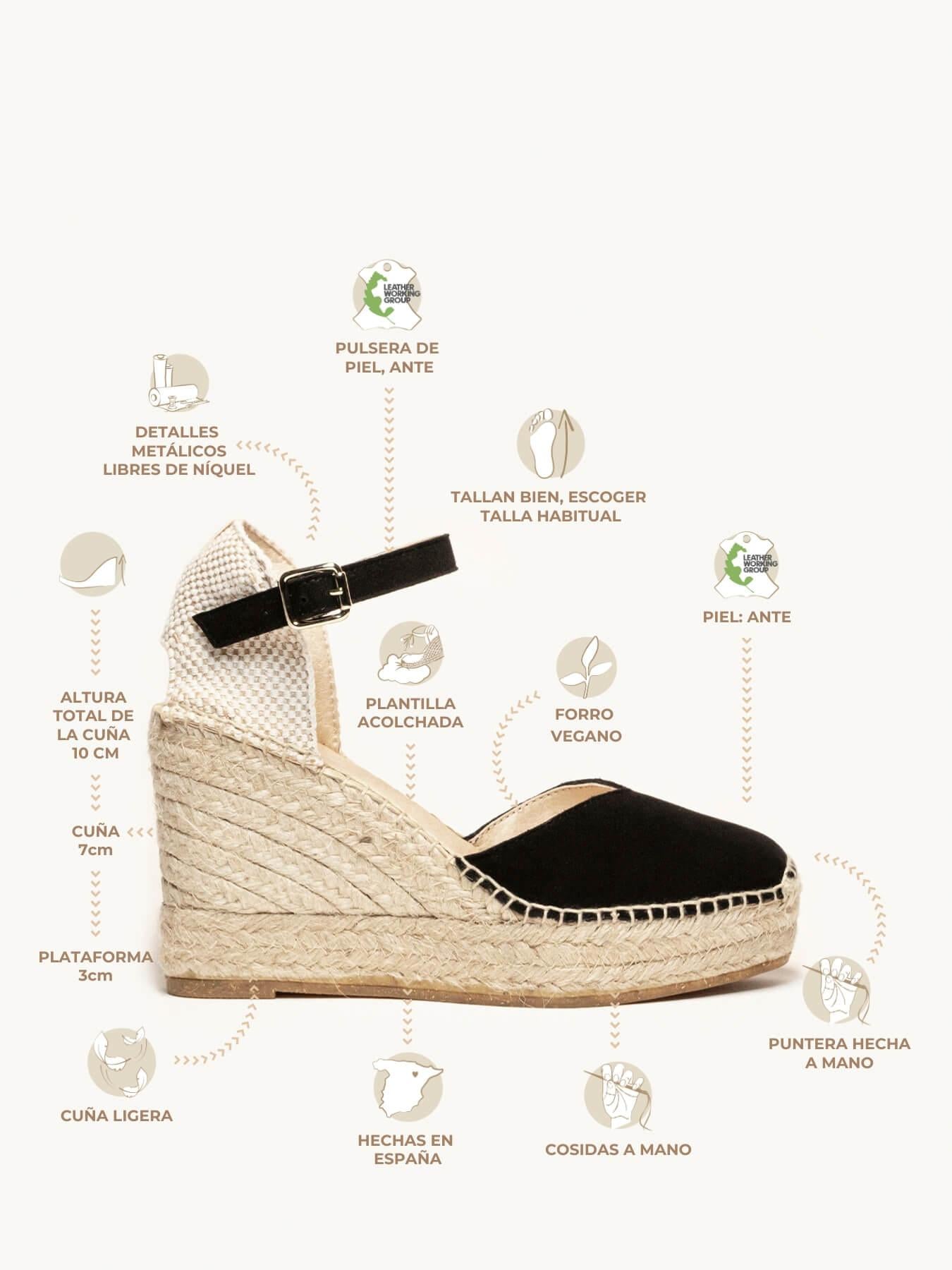 Jara Cuña 10 cm Ante Negro