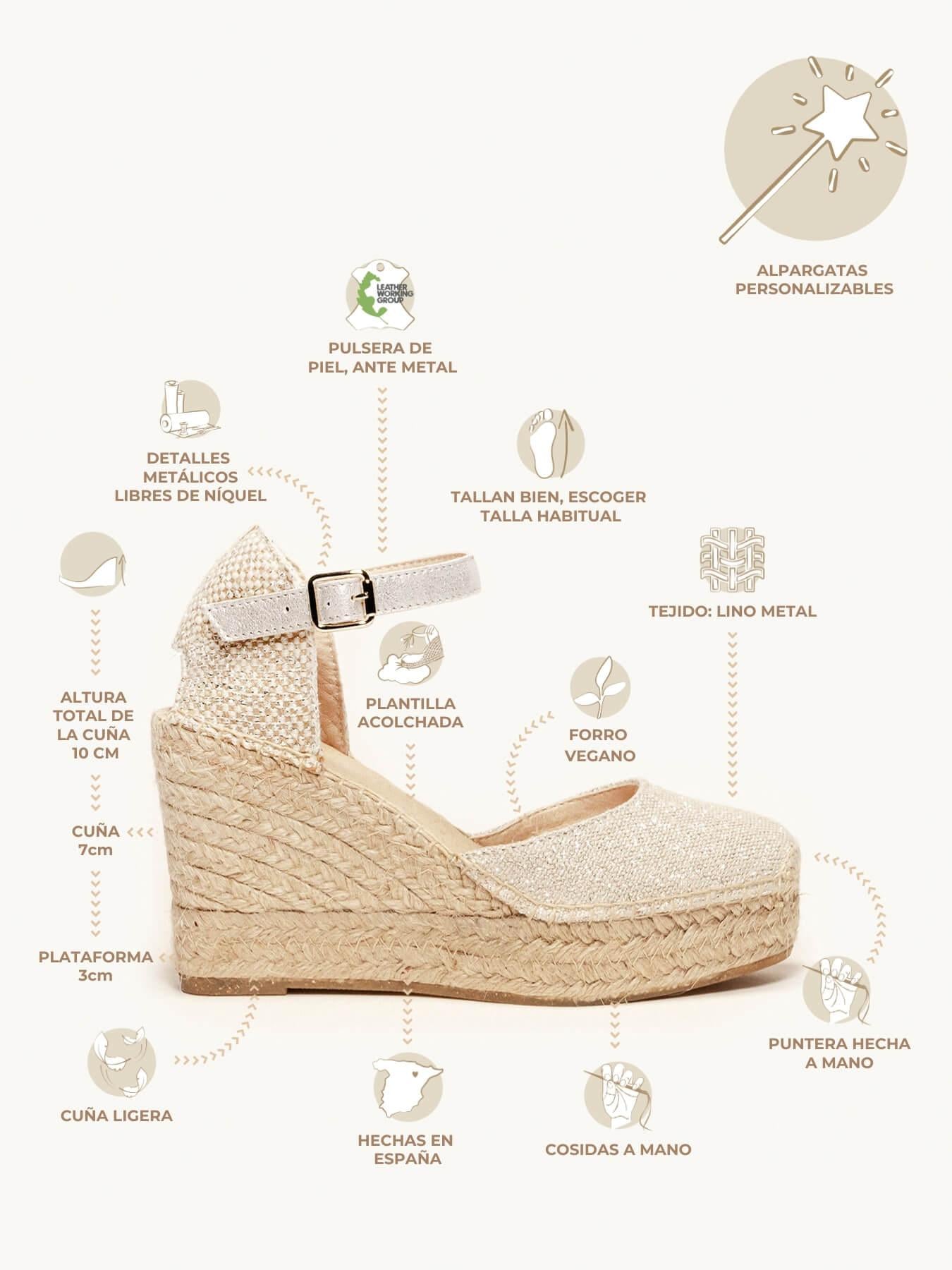 Dalia Cuña Alta Lino Metal Plata