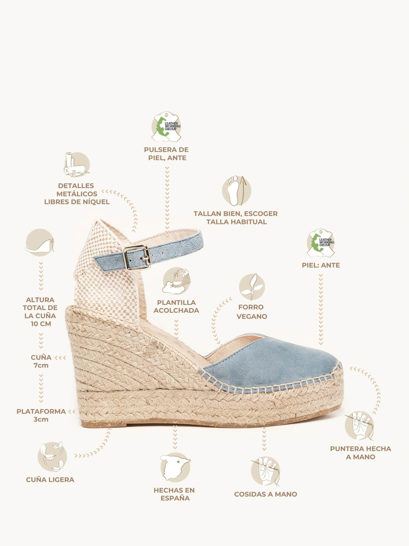 Jara Cuña Alta Ante Azul Jeans