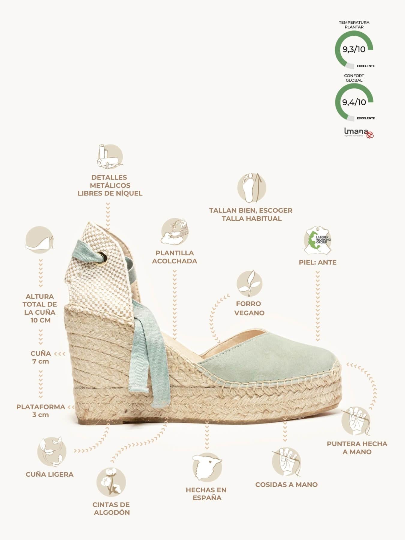 Romero Cuña Alta Ante Verde Claro