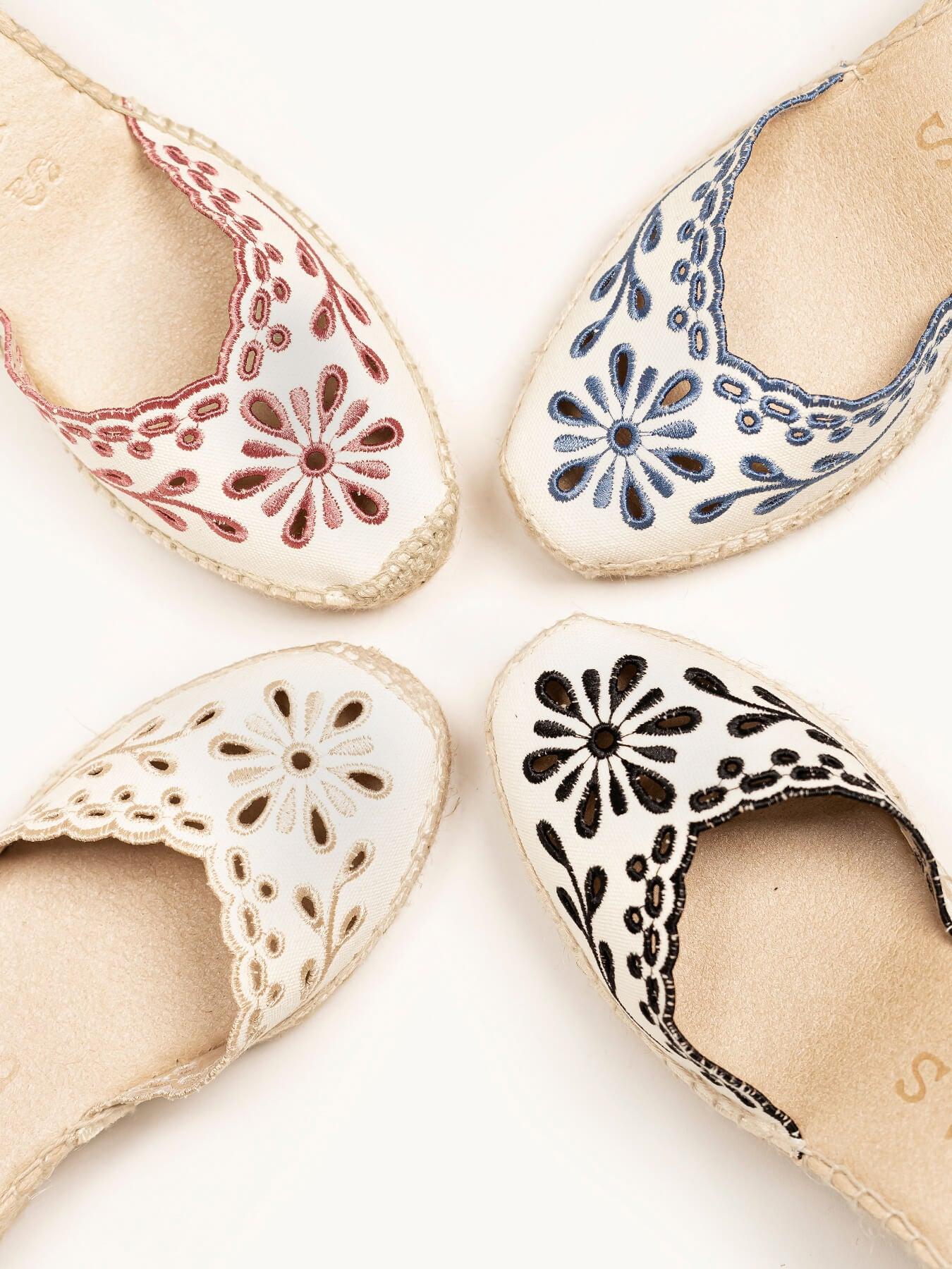 Romero Cuña Alta Lona Bordada Azul Jeans