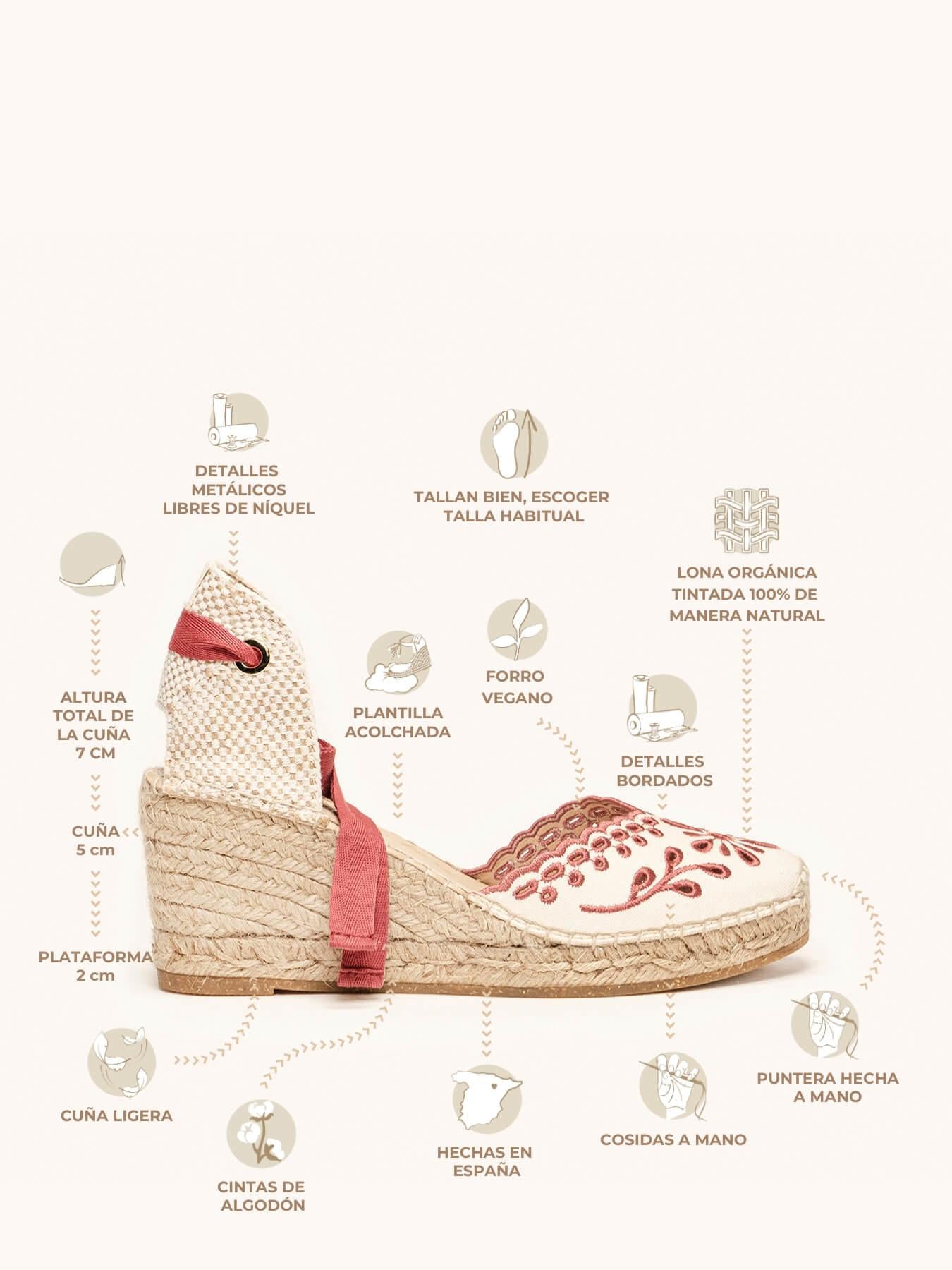 Romero Cuña Media Lona Bordada Granate