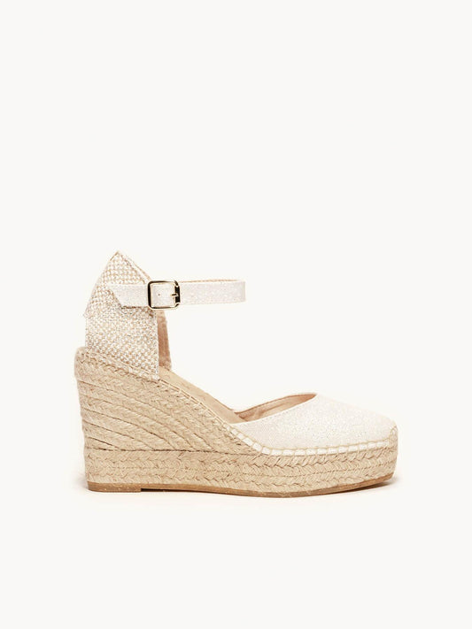 Dalia Cuña 10 cm Lona Metal Blanco