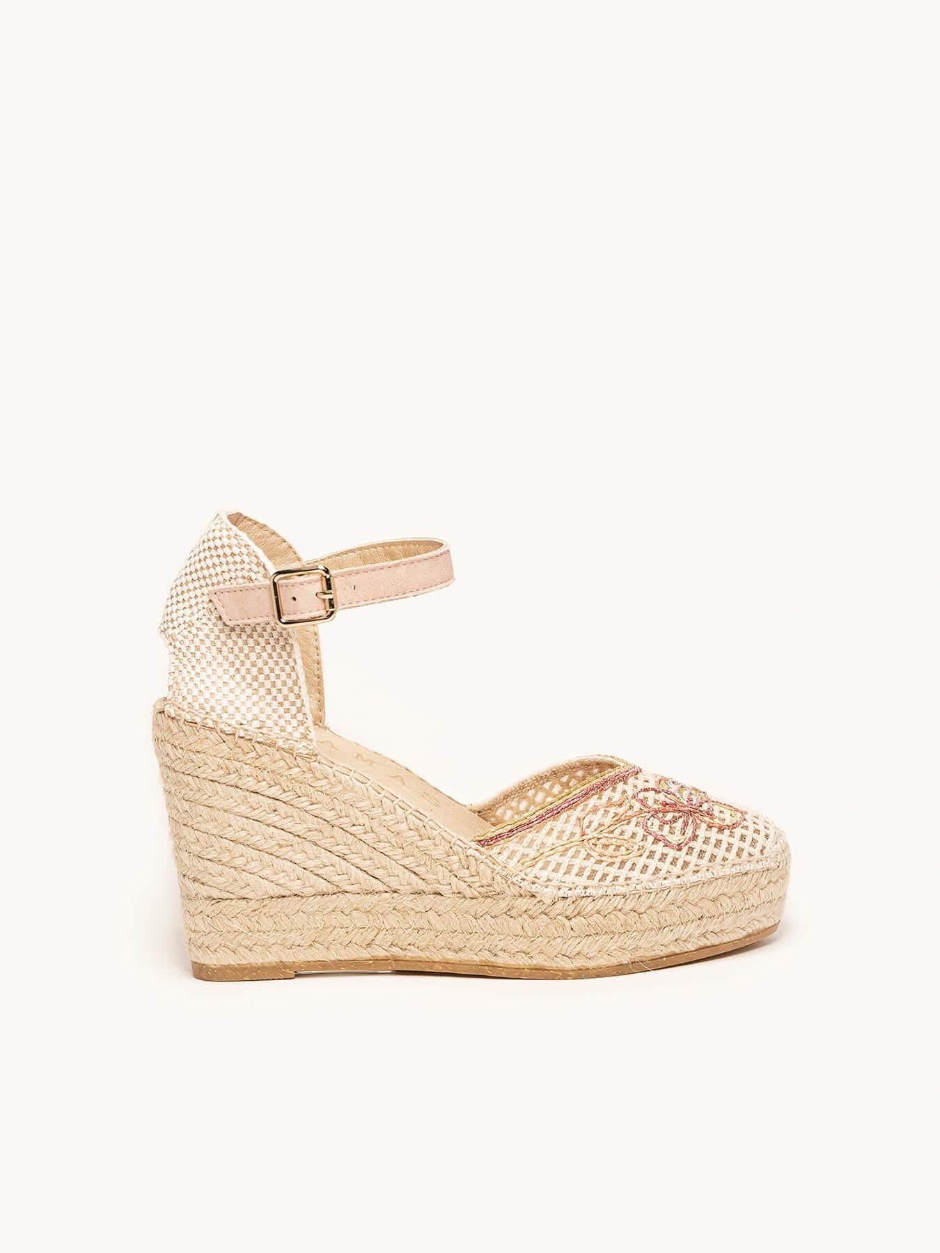 Jara Cuña 10 cm Bordado Rosa Claro