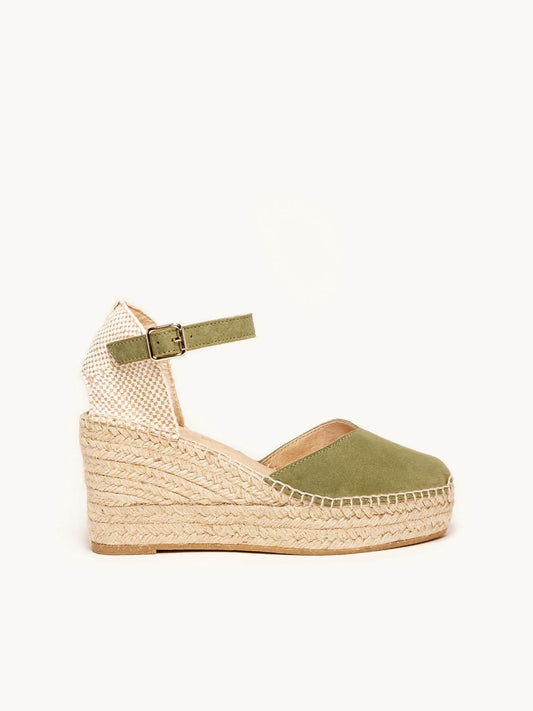 Jara Cuña 8 cm Ante Verde Kaki