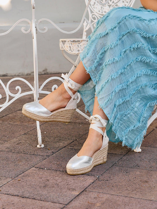 Romero Cuña Media Plataforma Ante Metal Plata