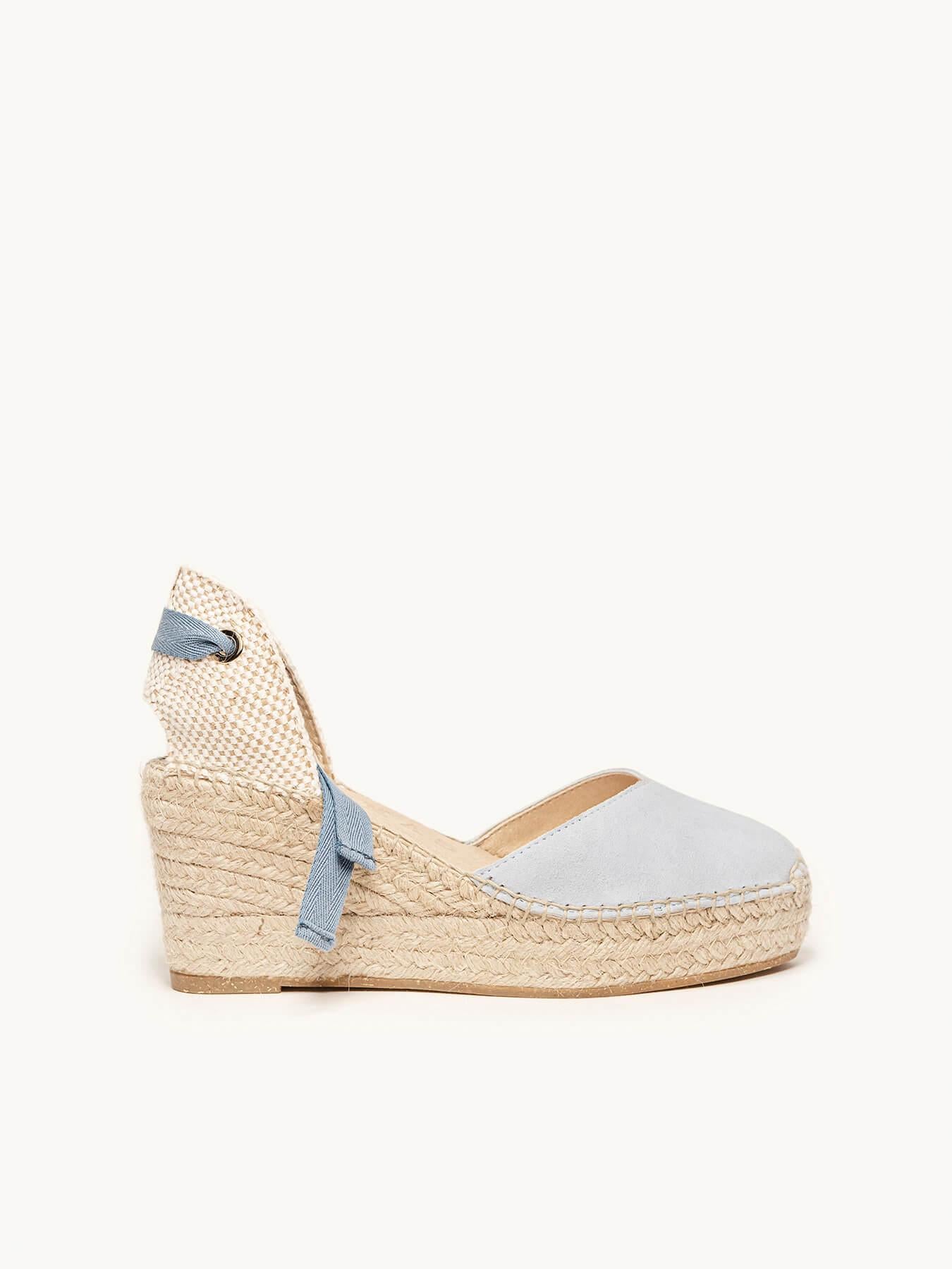 Romero Cuña Media Plataforma Ante Azul Claro