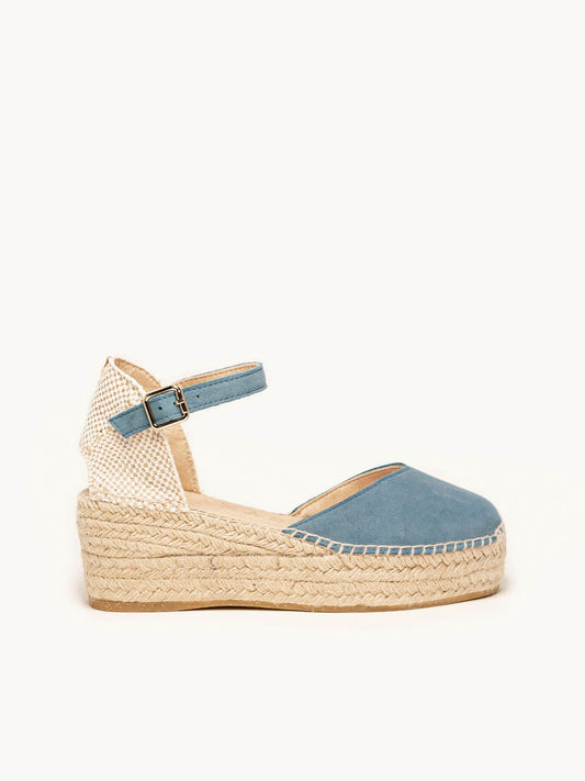 Jara Cuña 6 cm Ante Azul Jeans