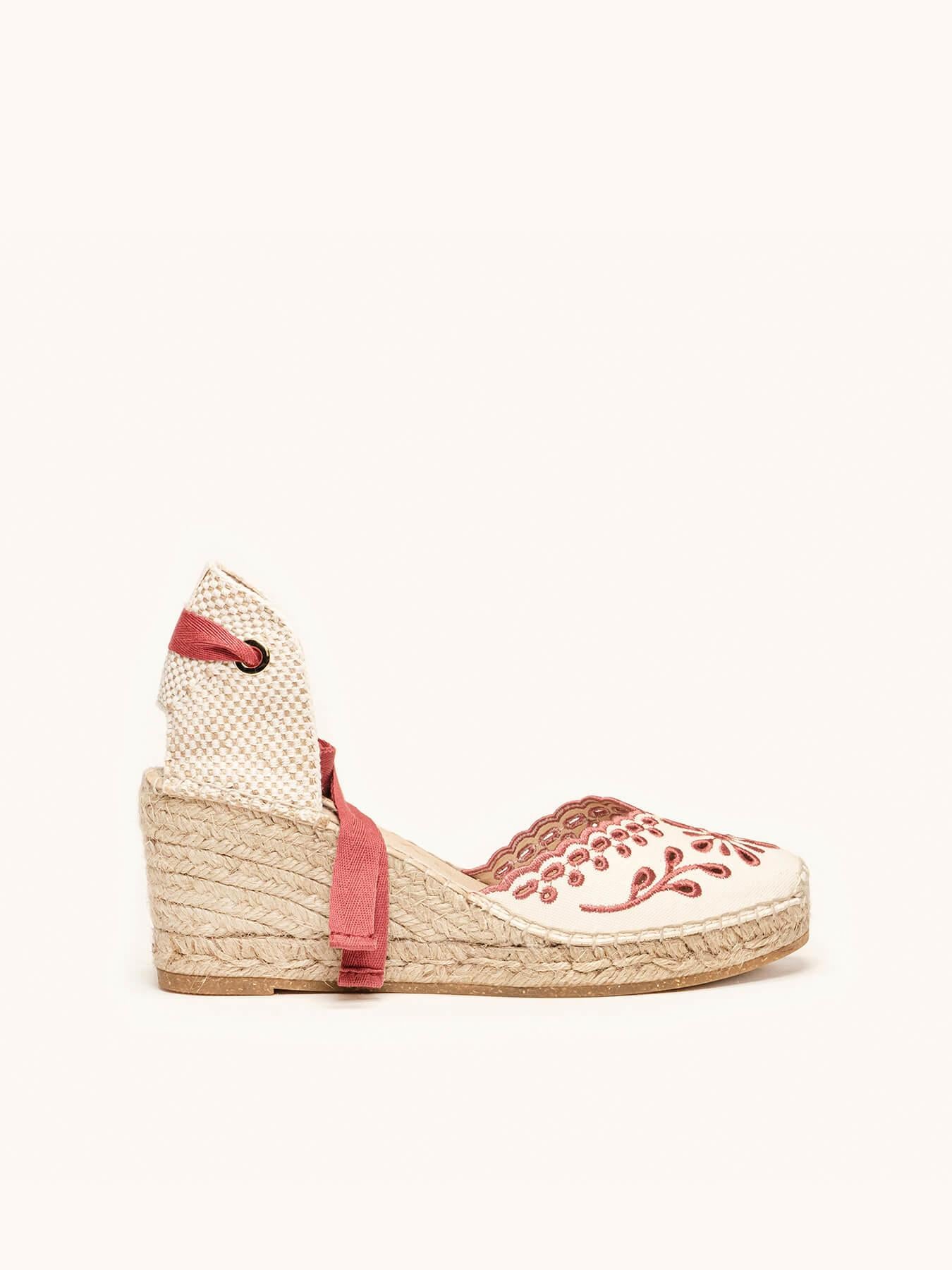 Romero Cuña Media Lona Bordada Granate