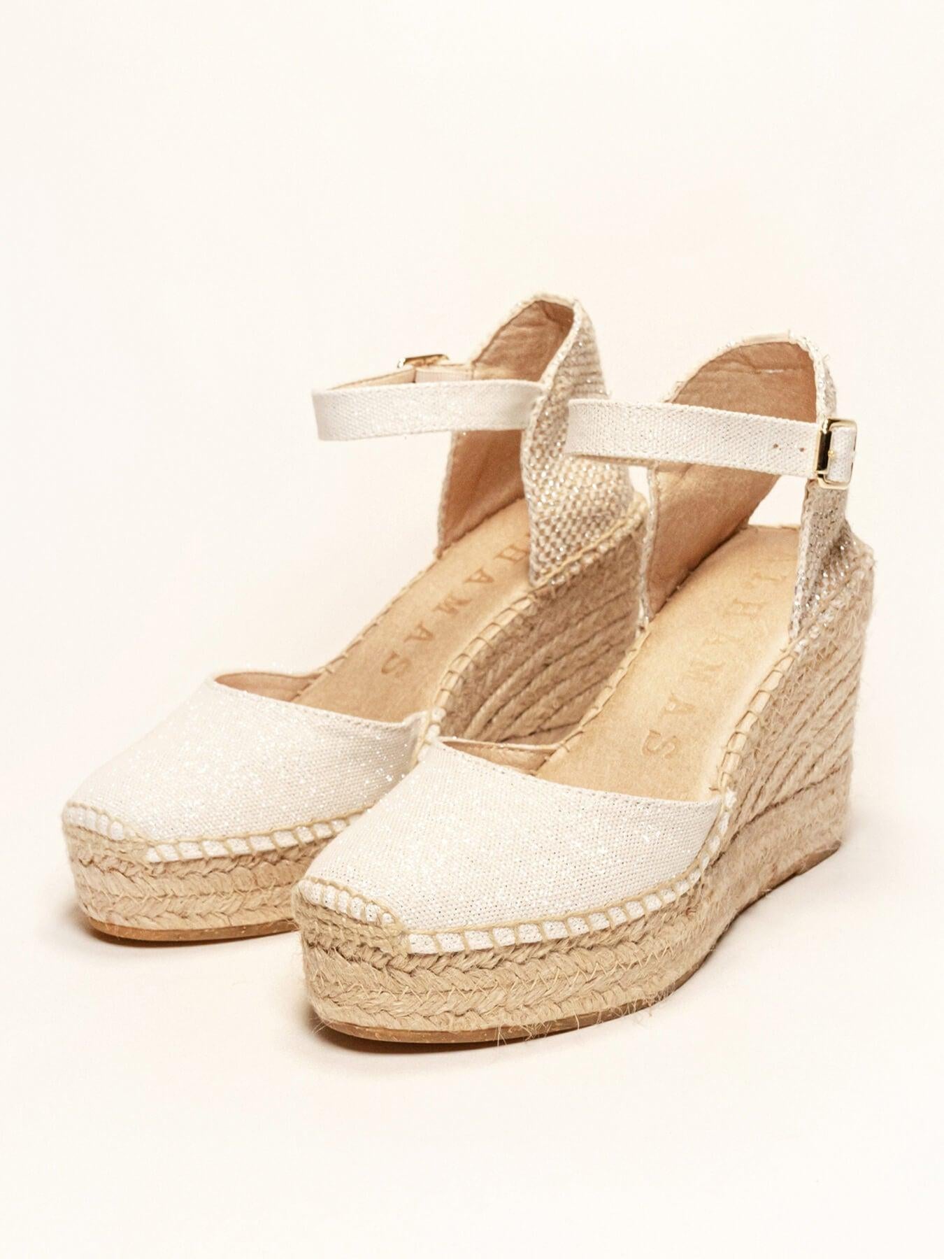 Dalia Cuña 10 cm Lona Metal Blanco