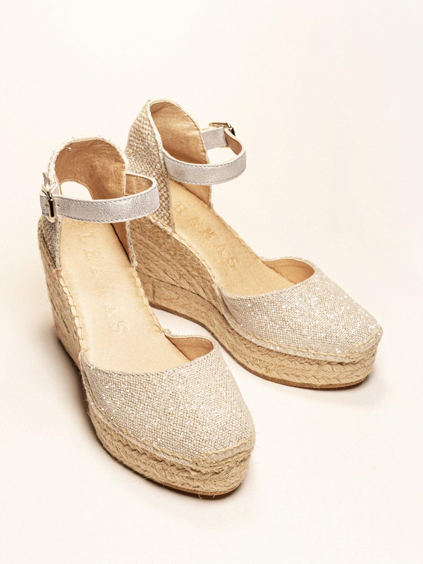 Dalia Cuña Alta Lino Metal Plata