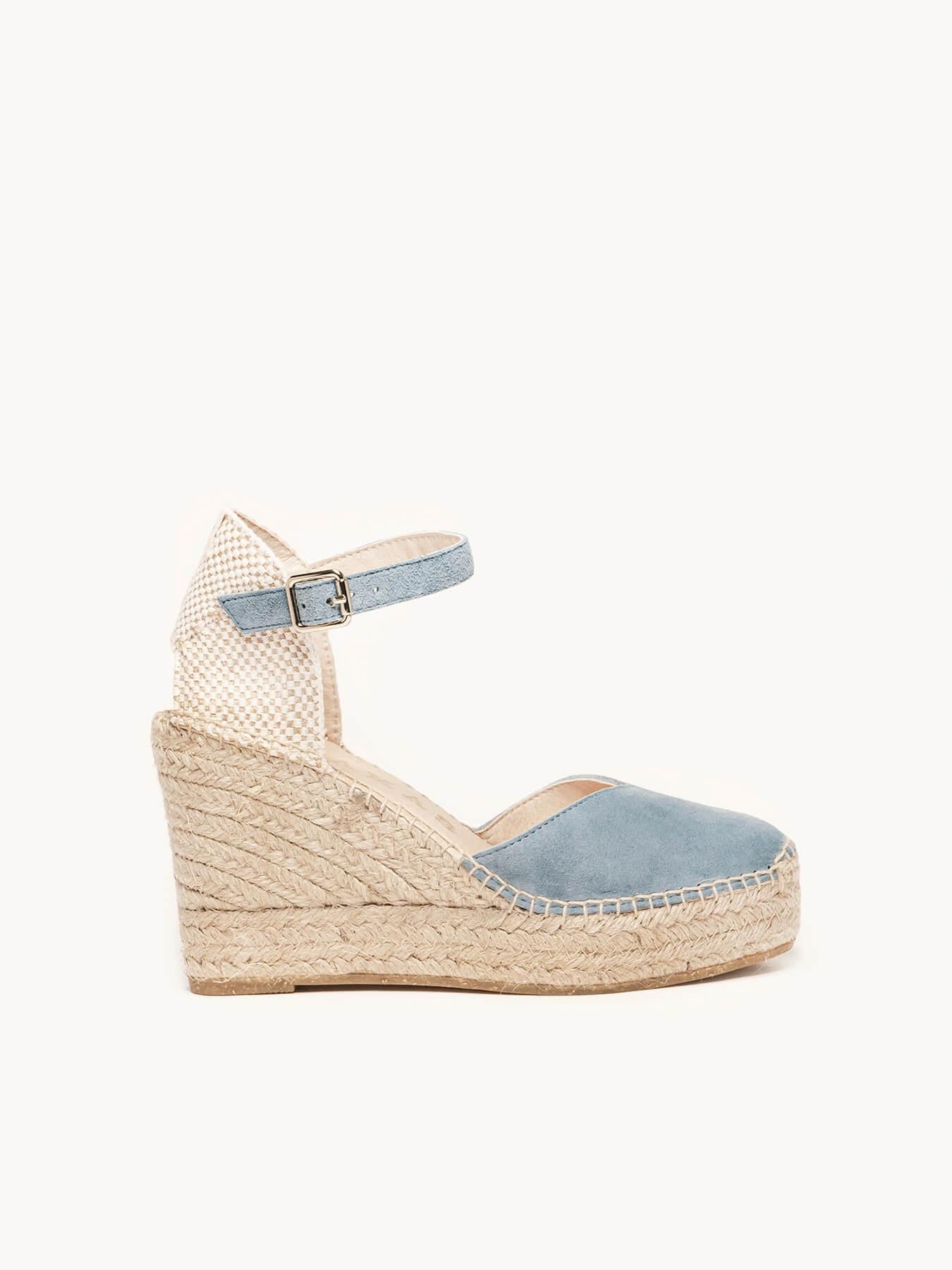 Jara Cuña 10 cm Ante Azul Jeans