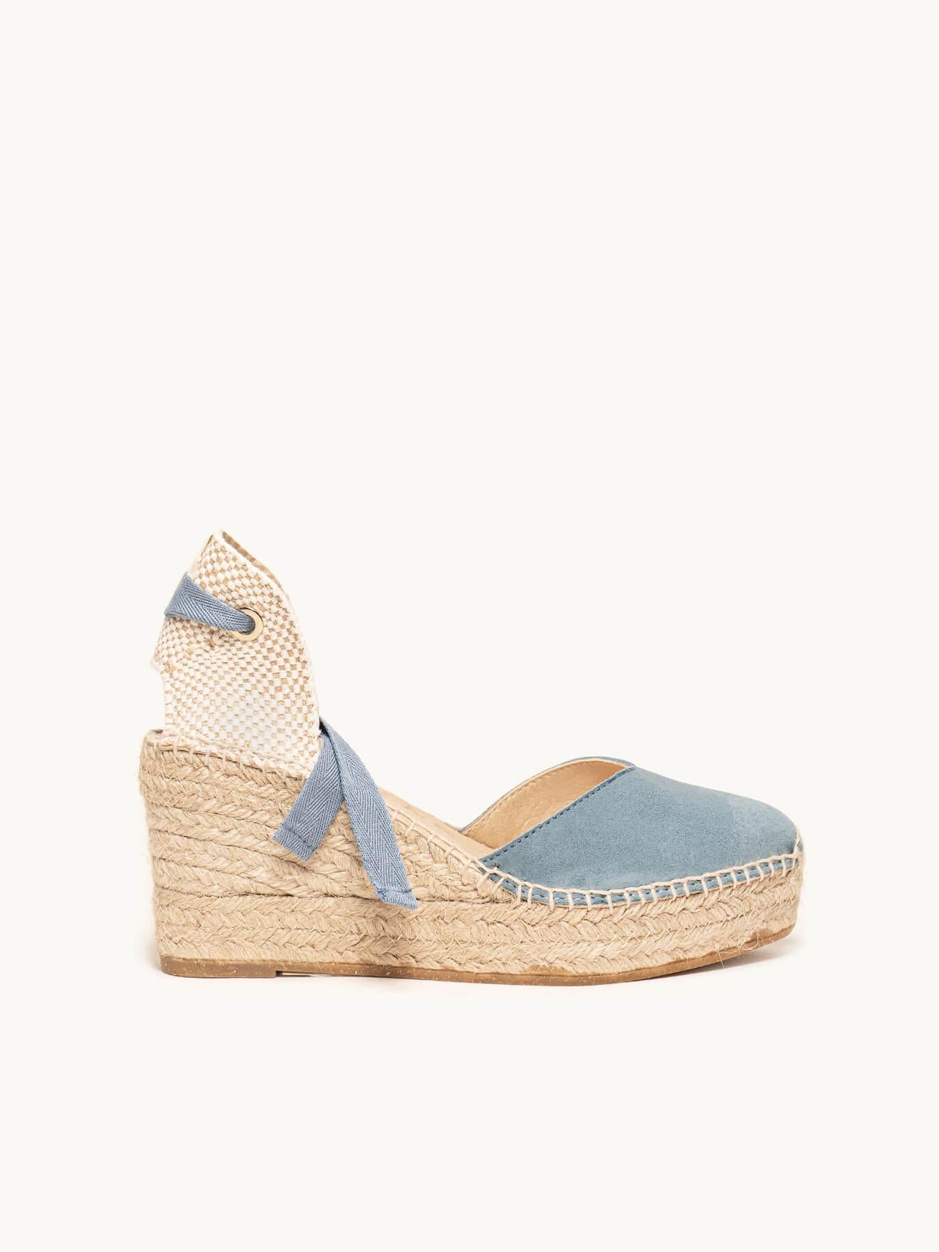 Romero Cuña 8 cm Ante Azul Jeans
