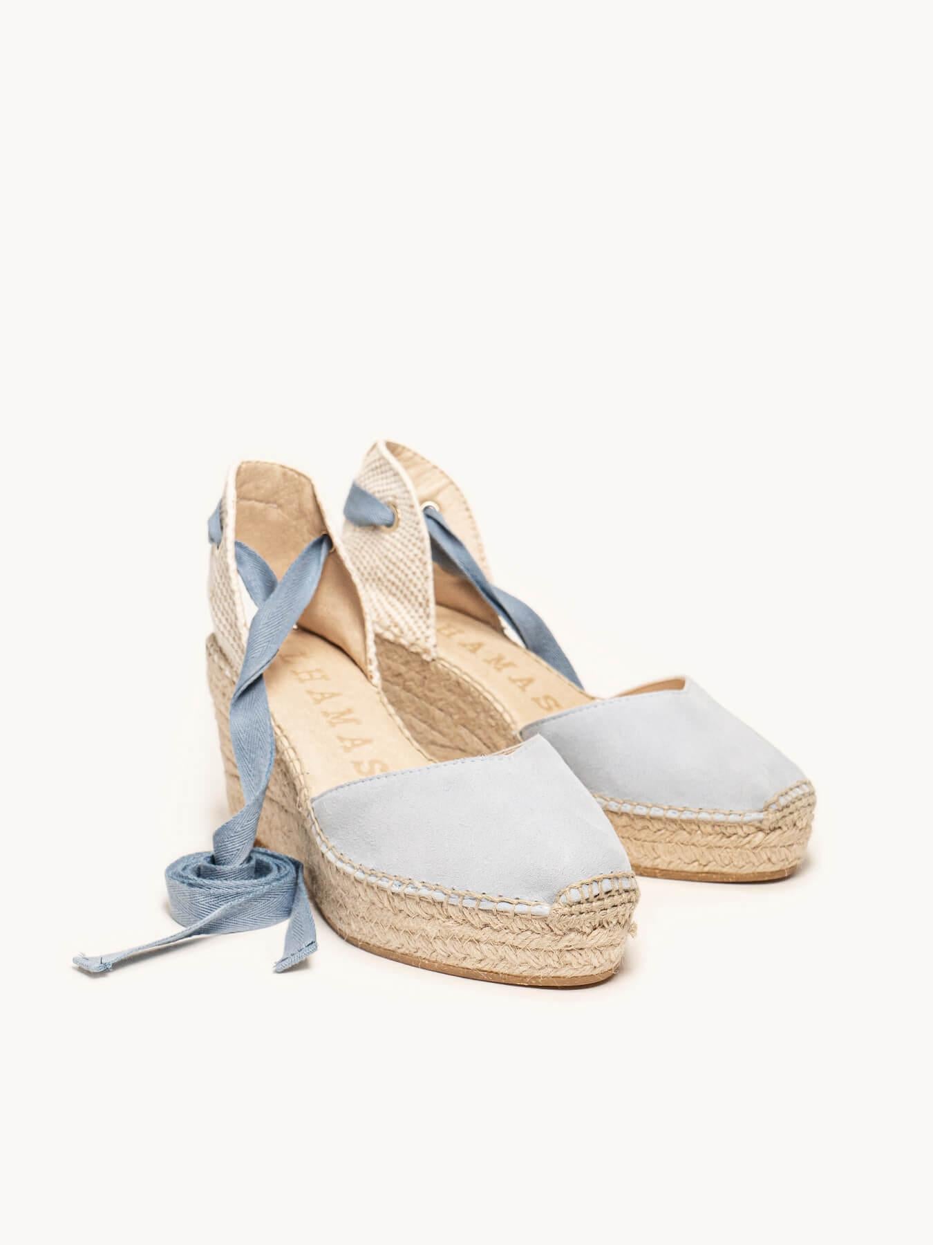 Romero Cuña Media Plataforma Ante Azul Claro