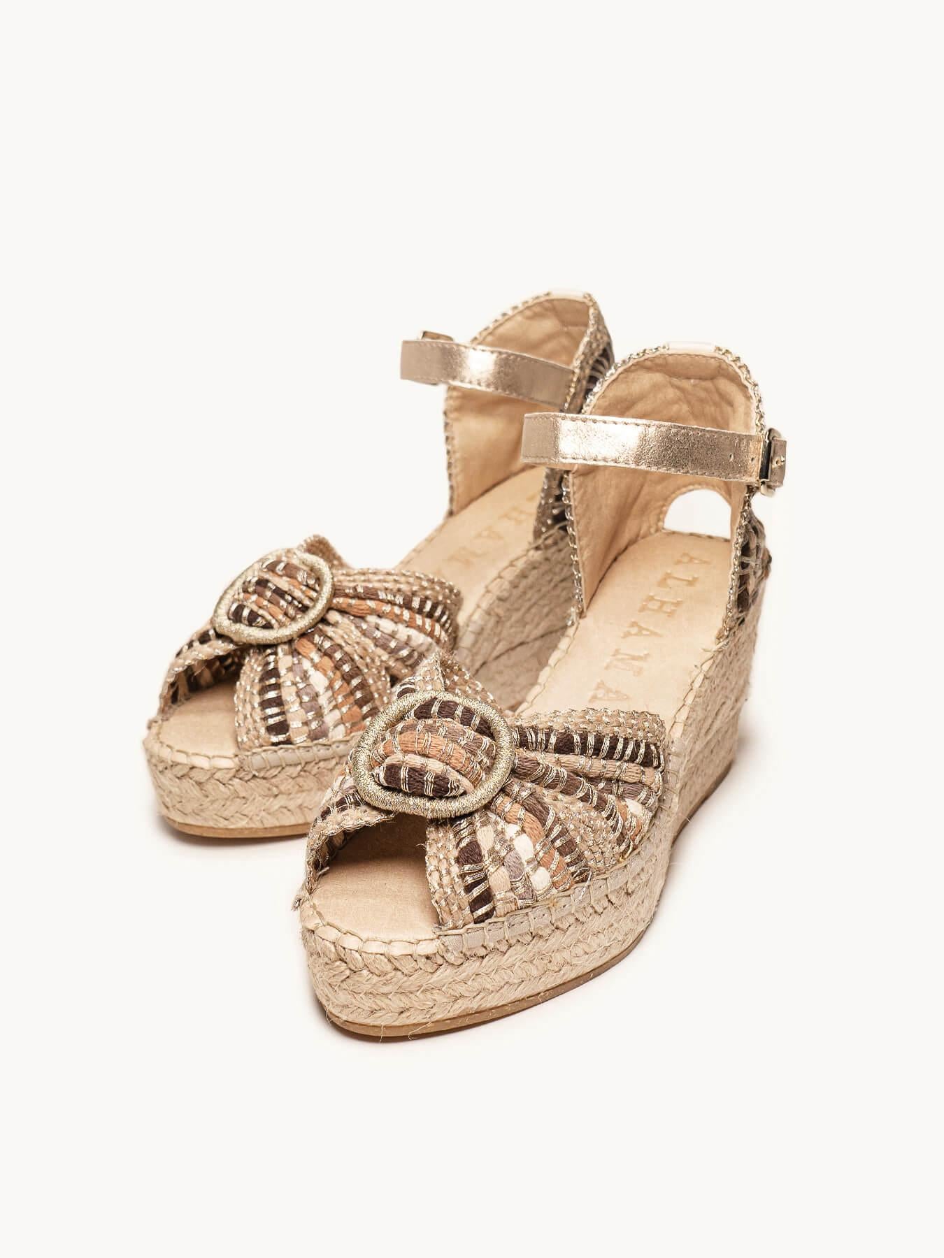 Amapola Cuña Media Plataforma Taloncillo Taupe