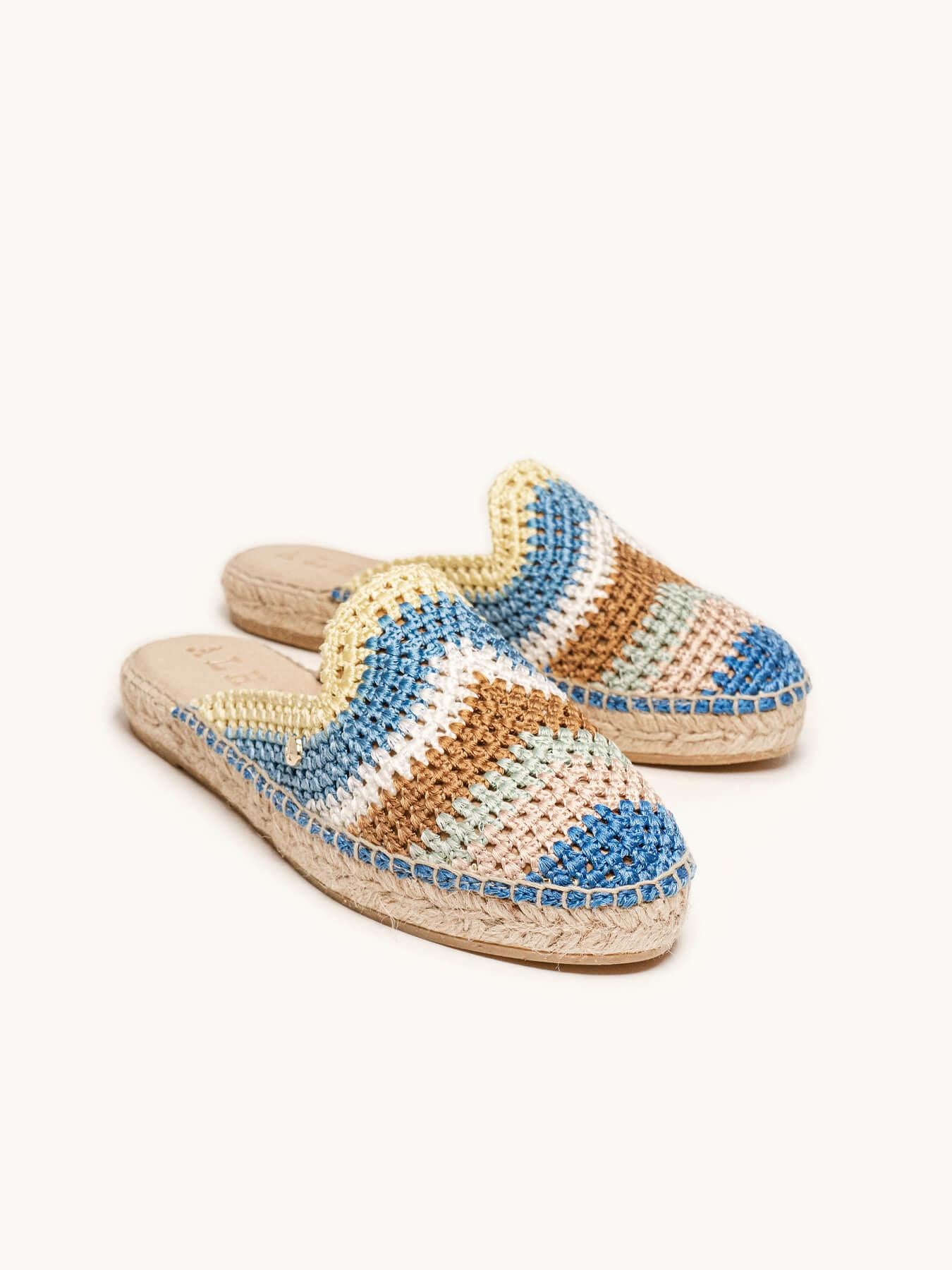 Loto Crochet Rayas Azul