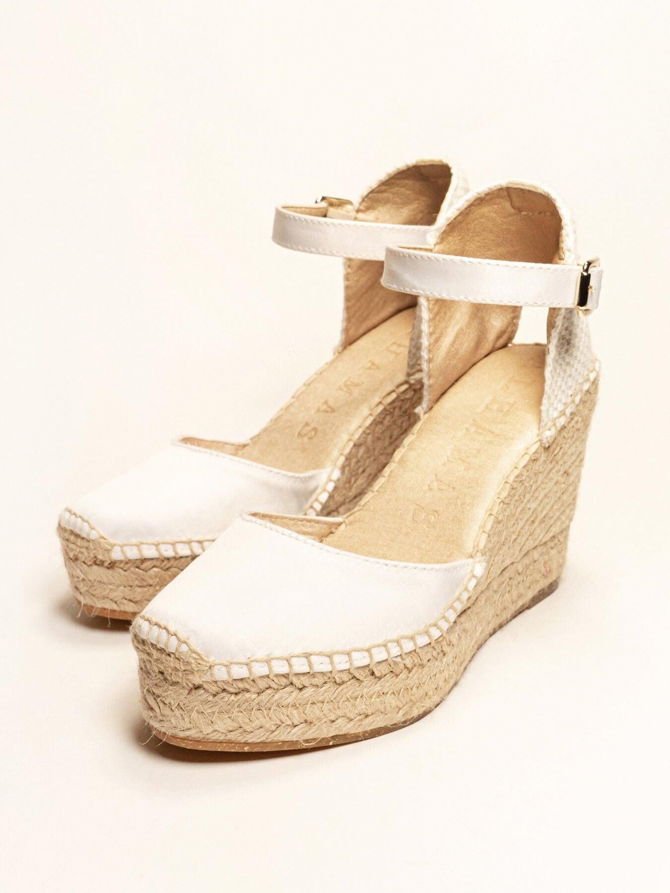 Dalia Cuña 10 cm Raso Blanco