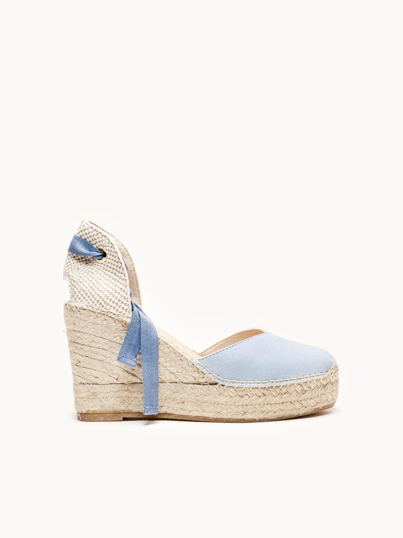 Romero Cuña Alta Ante Azul Claro