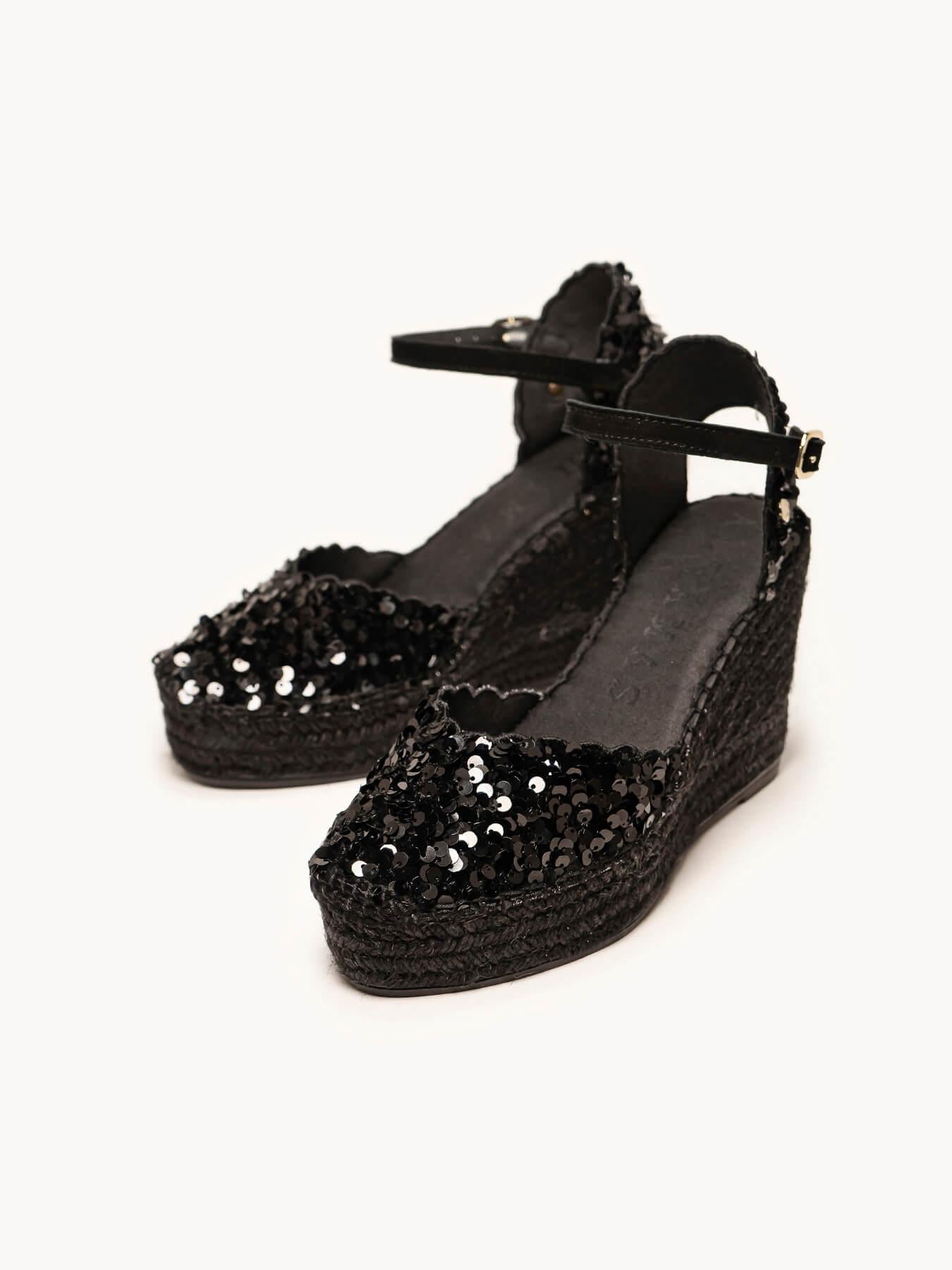 Jara Cuña 10 cm Lentejuelas Negro