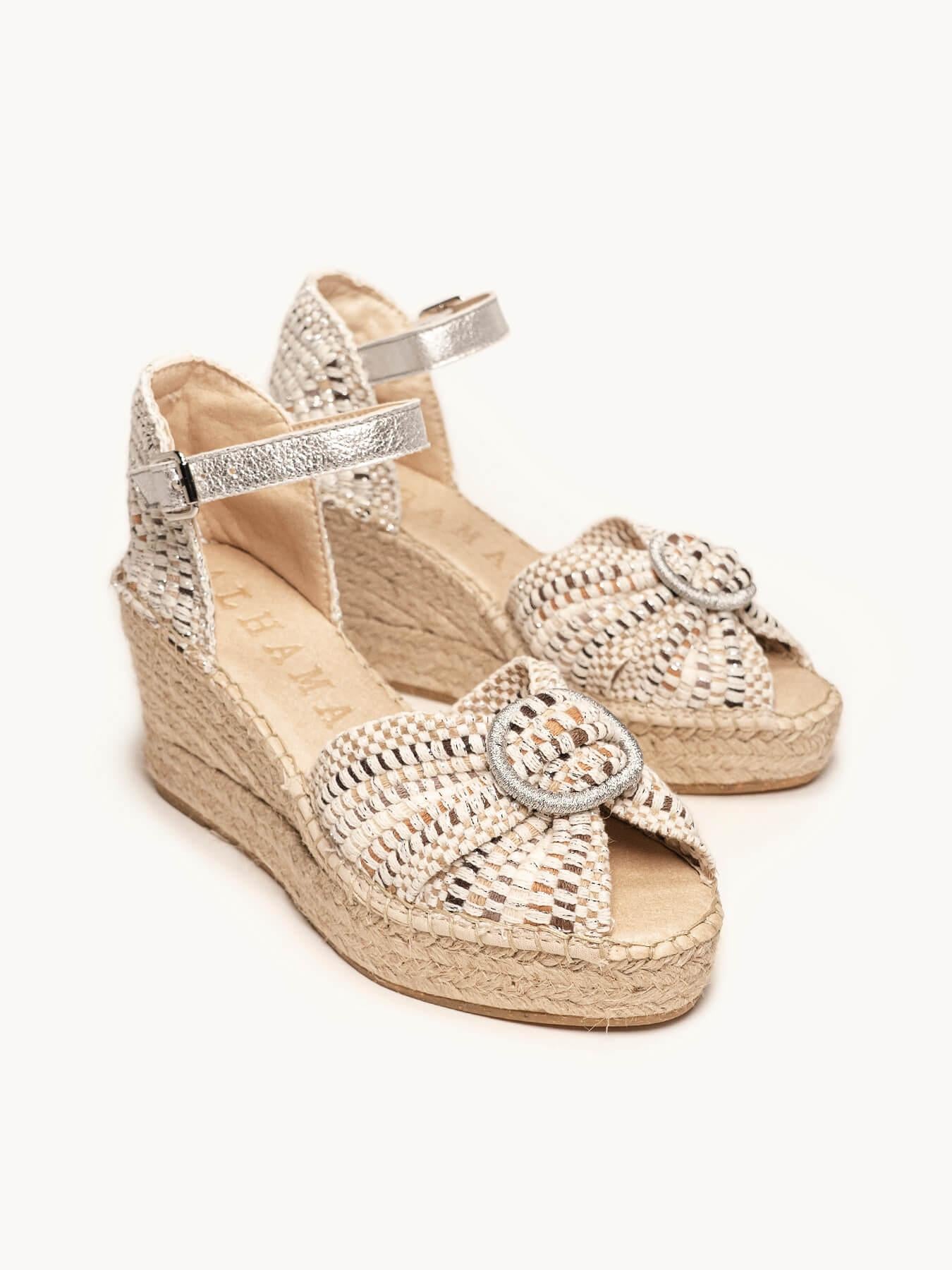 Amapola Cuña Media Plataforma Taloncillo Crudo