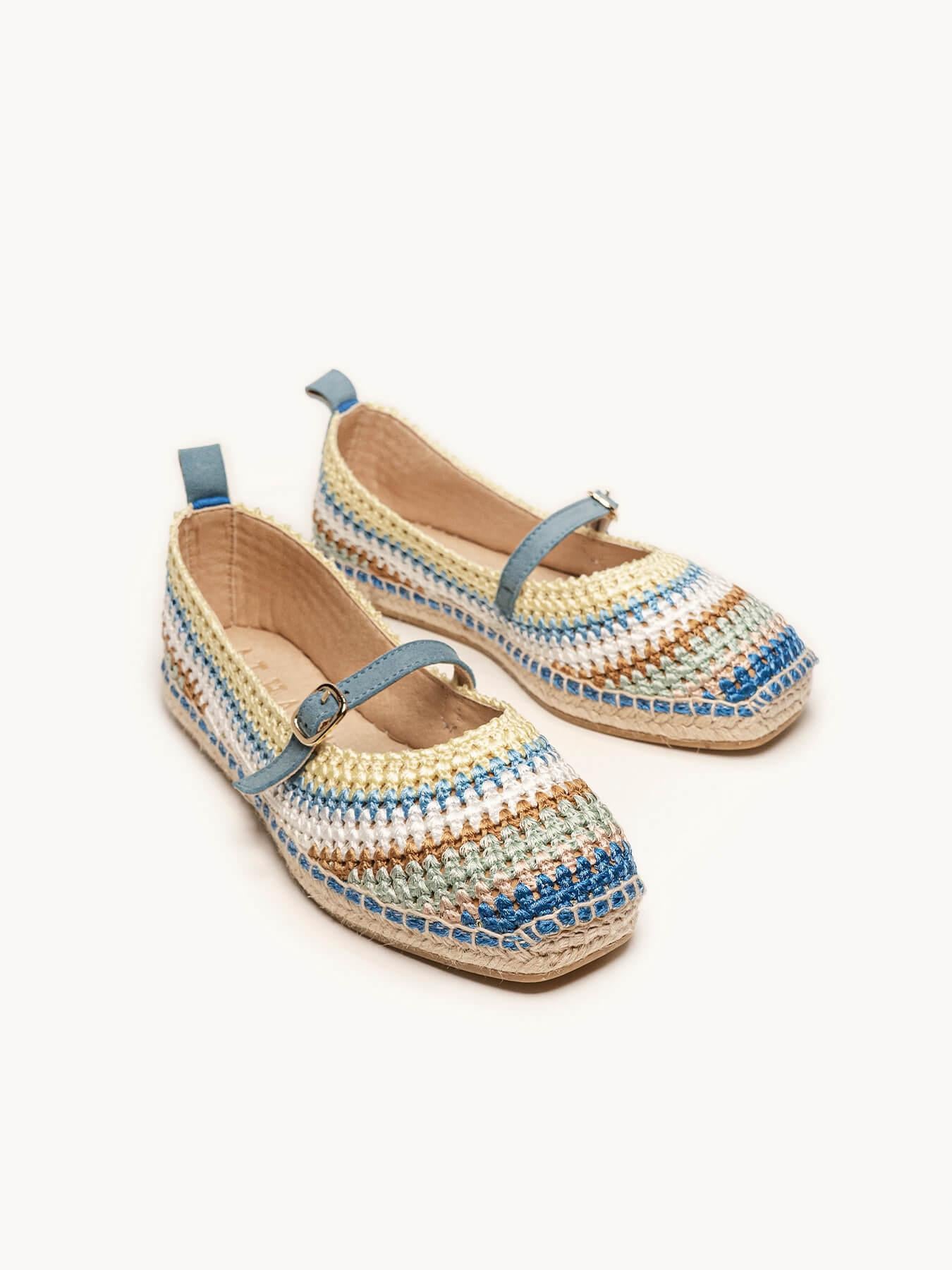 Campanilla Crochet Rayas Azul