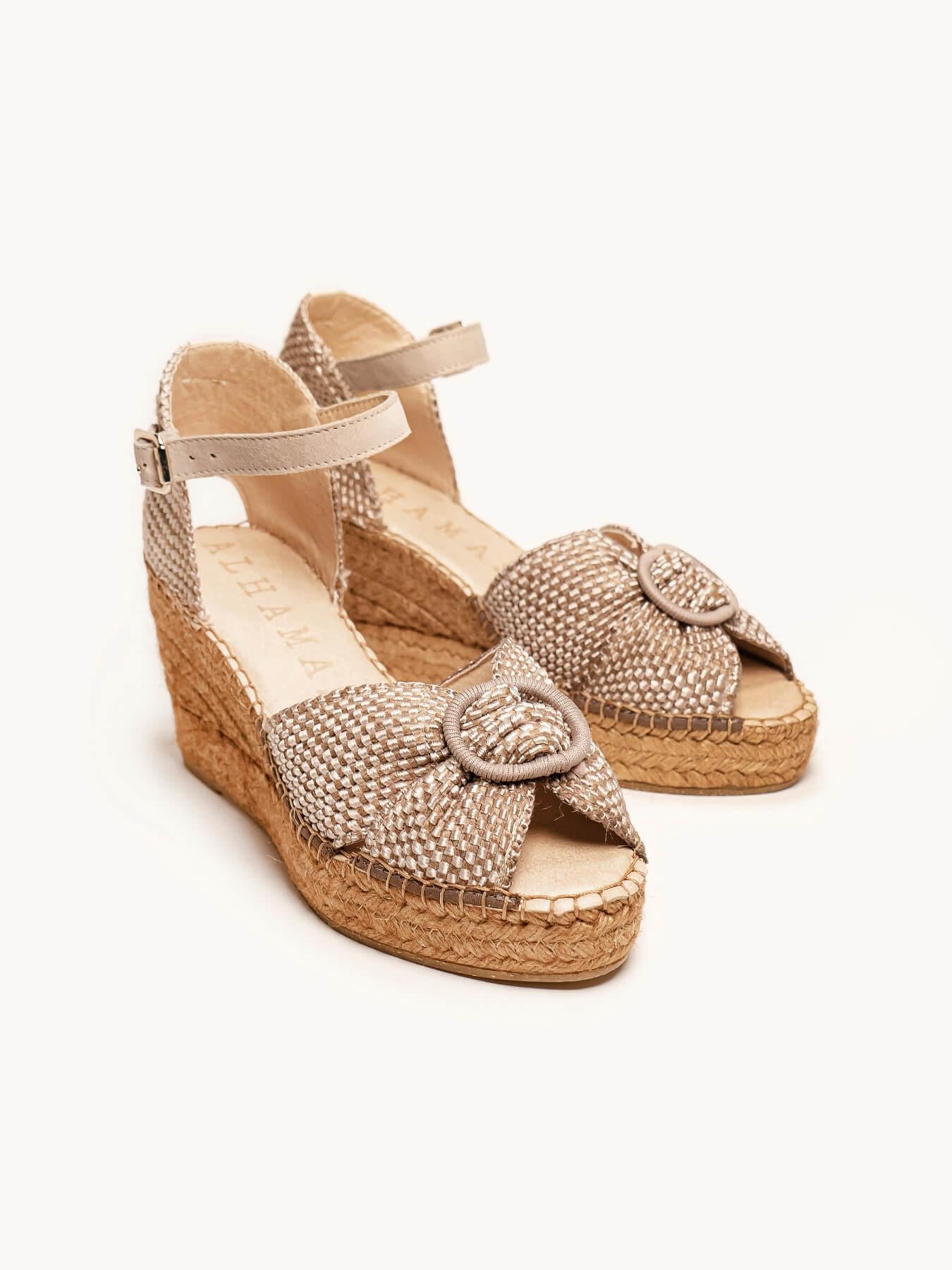 Amapola Cuña 8 cm Trenzado Taupe