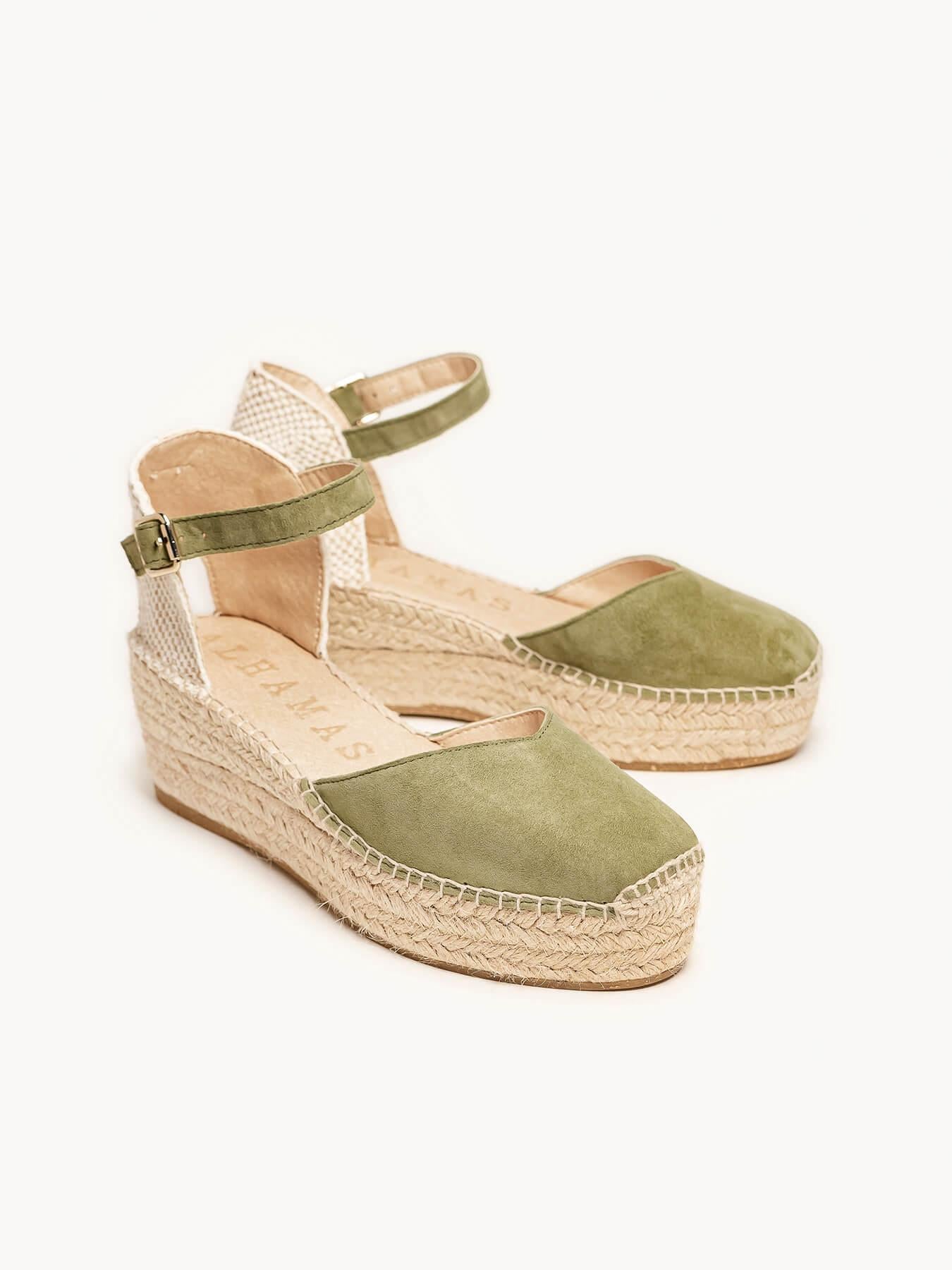 Jara Cuña 6 cm Ante Verde Kaki