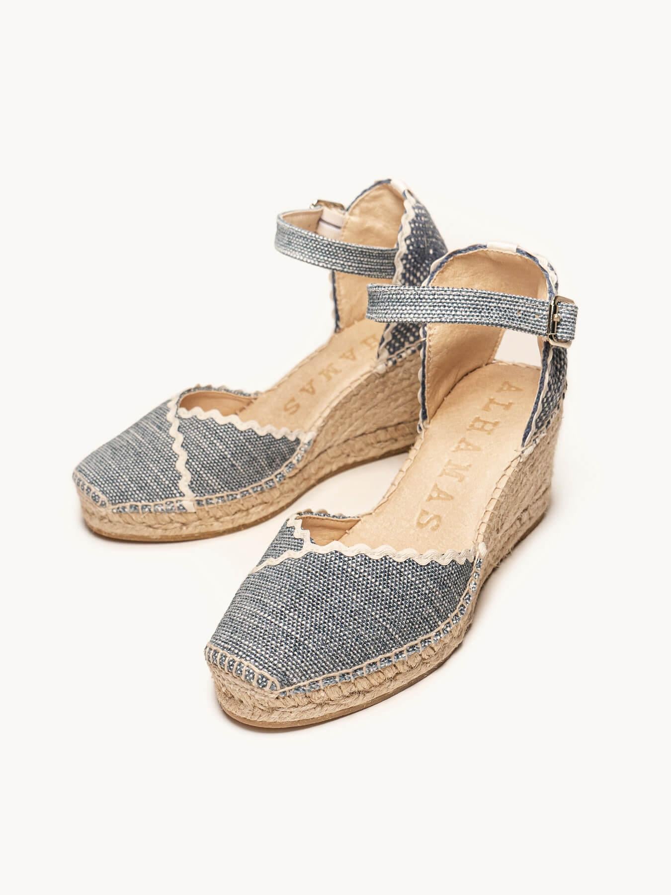 Jara Cuña Media Lino Jaspeado Azul Jeans