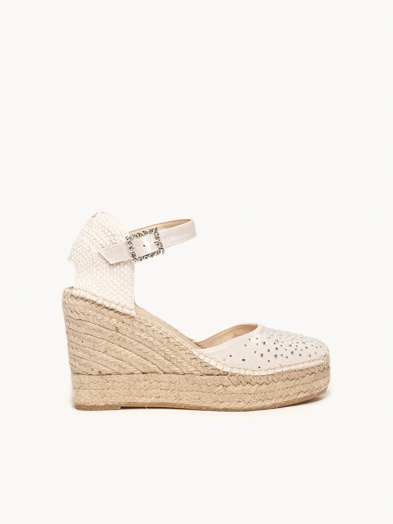 Dalia Cuña 10 cm Raso Blanco