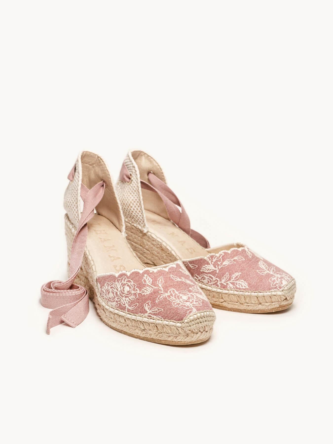 Romero Cuña Media Vaquero Bordado Rosa