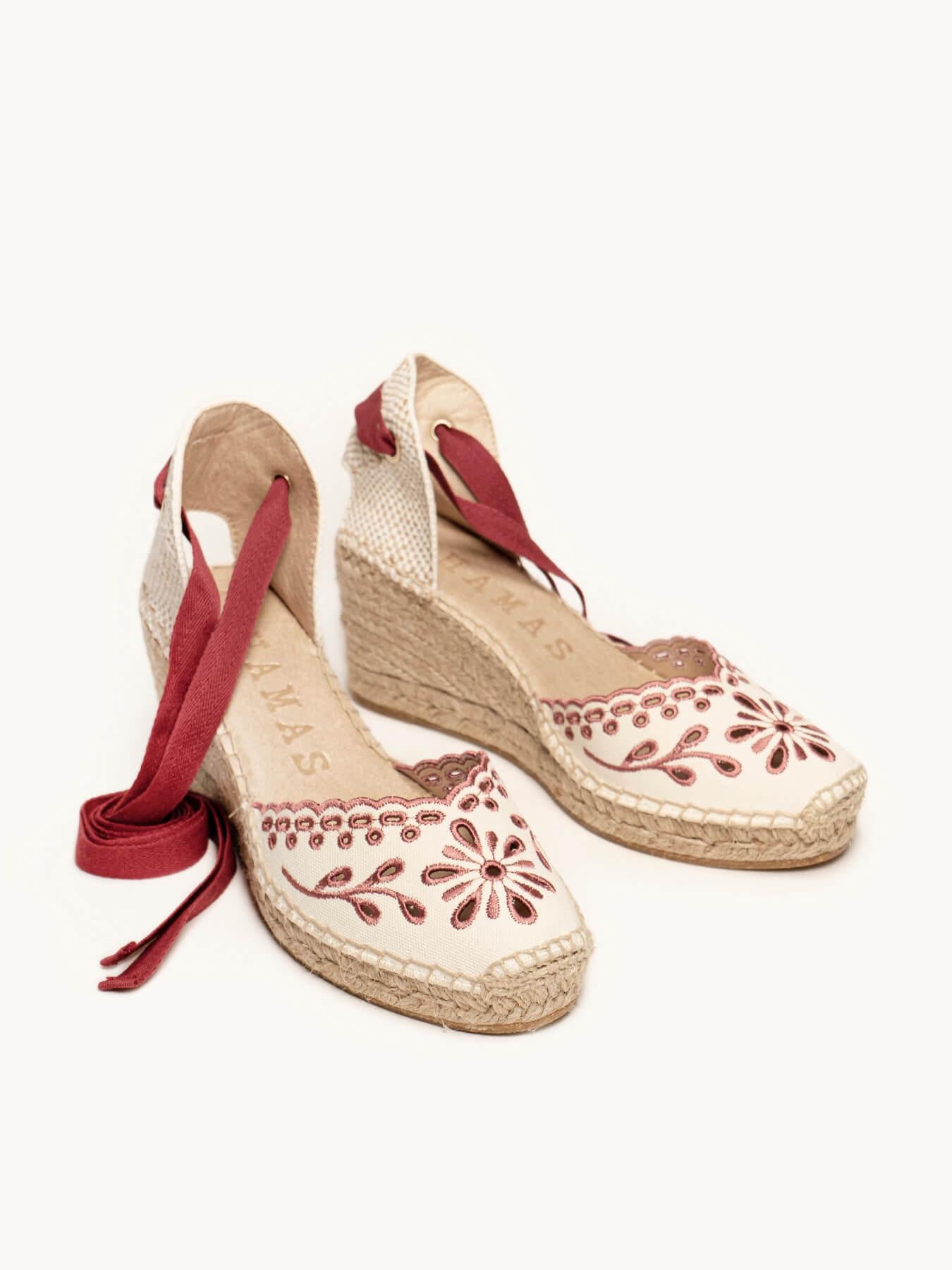 Romero Cuña Media Lona Bordada Granate