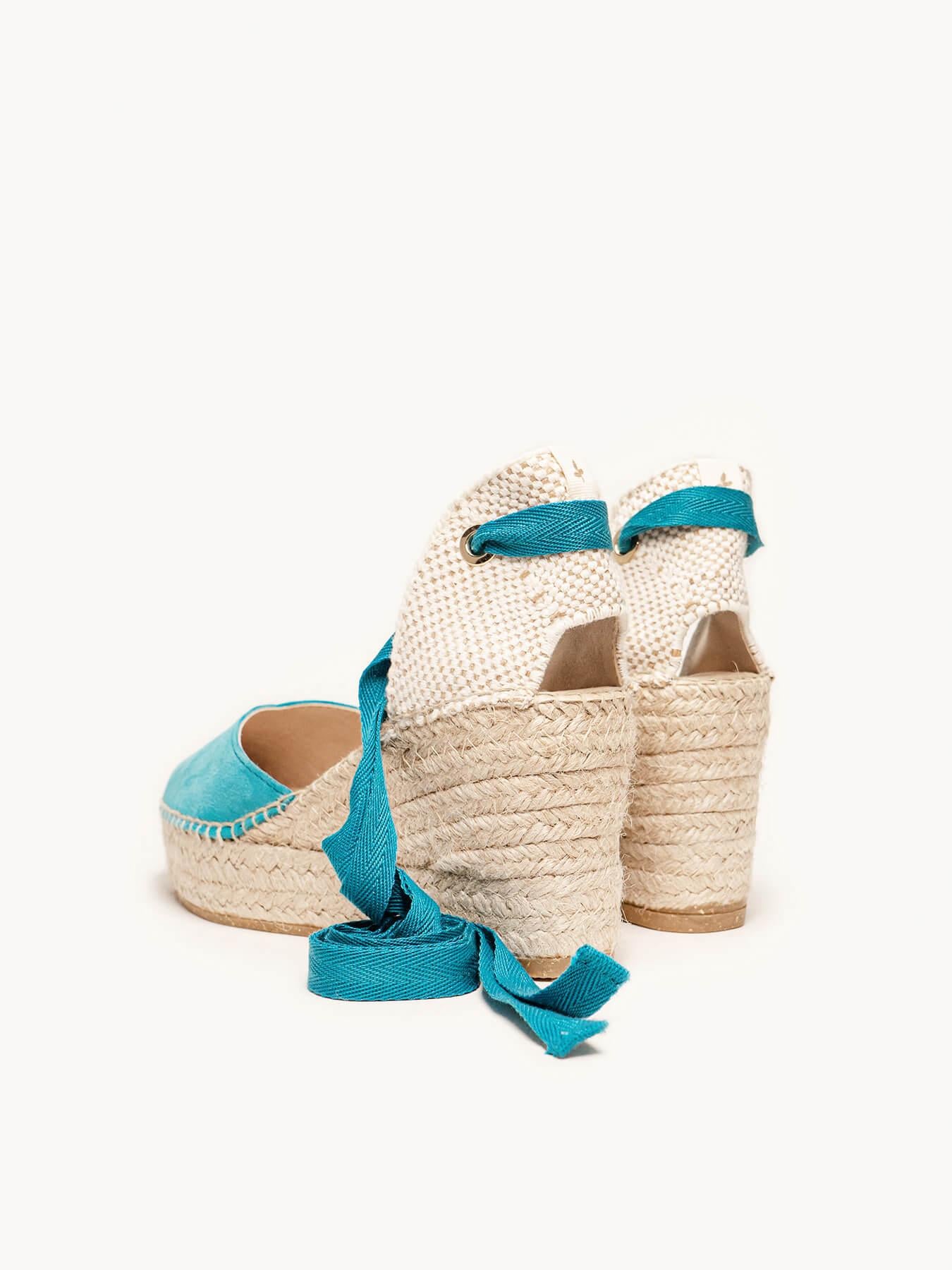 Romero Cuña Media Plataforma Ante Azul Turquesa