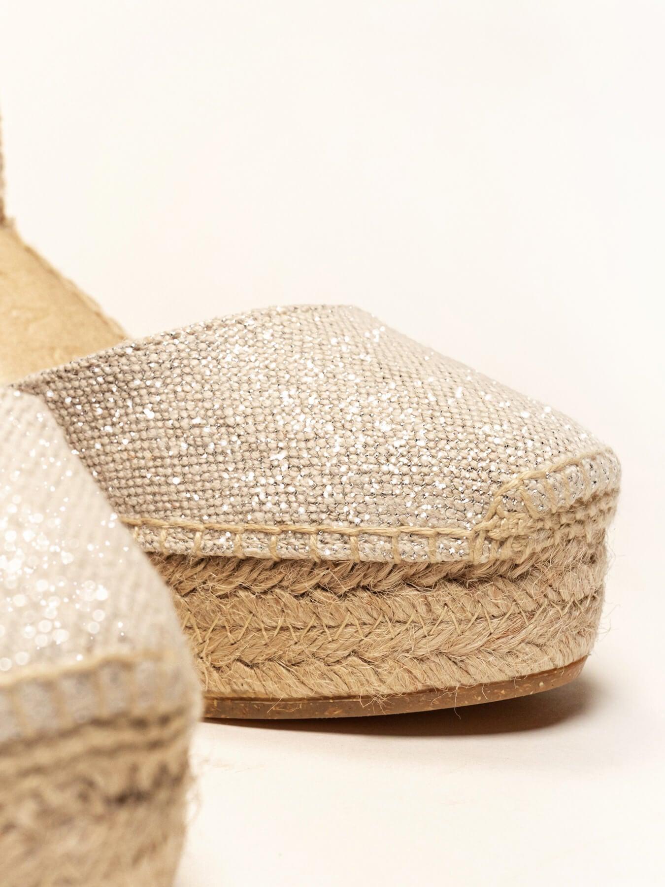 Dalia Cuña Alta Lino Metal Plata