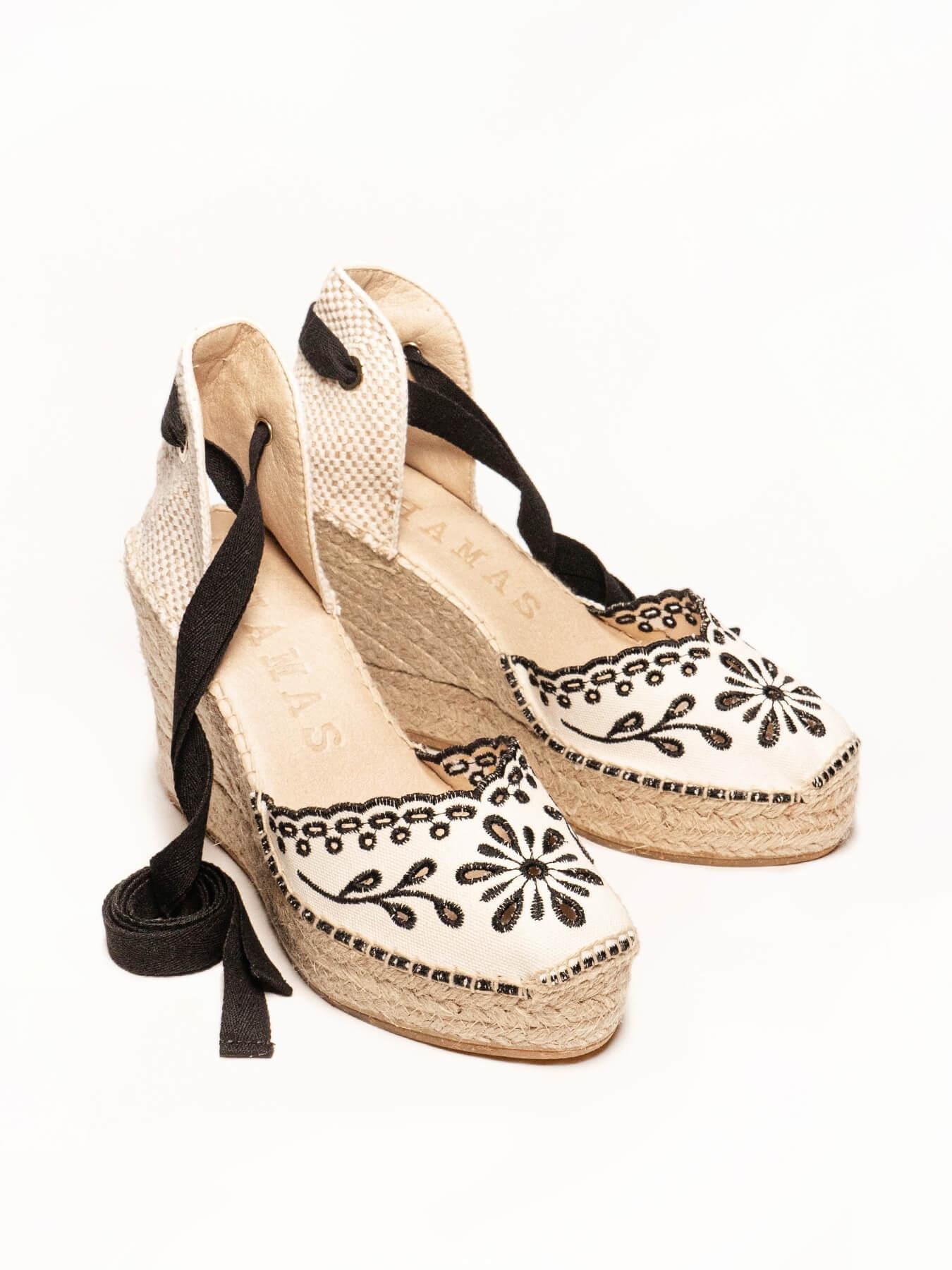 Romero Cuña Alta Lona Bordada Negro