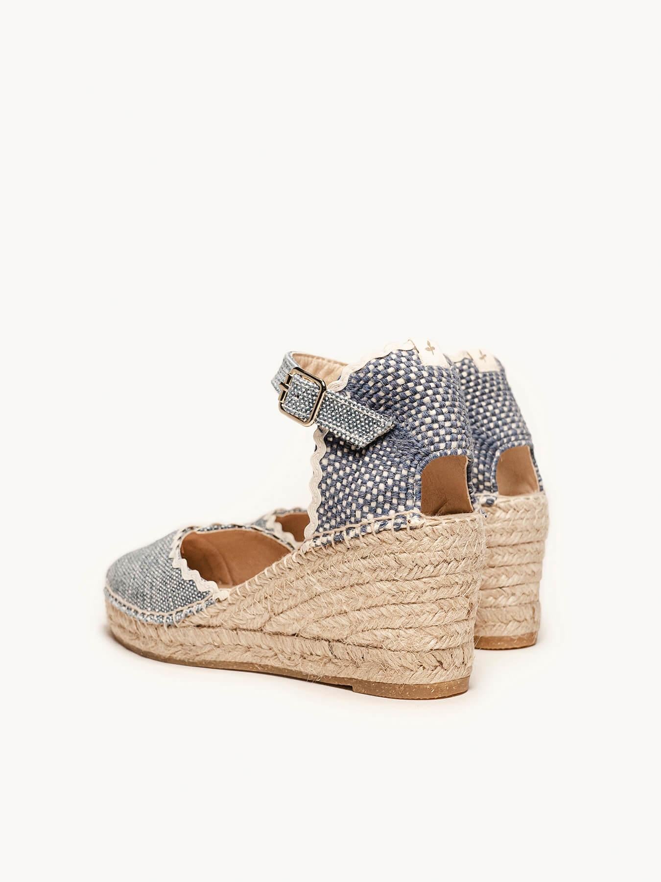 Jara Cuña Media Lino Jaspeado Azul Jeans