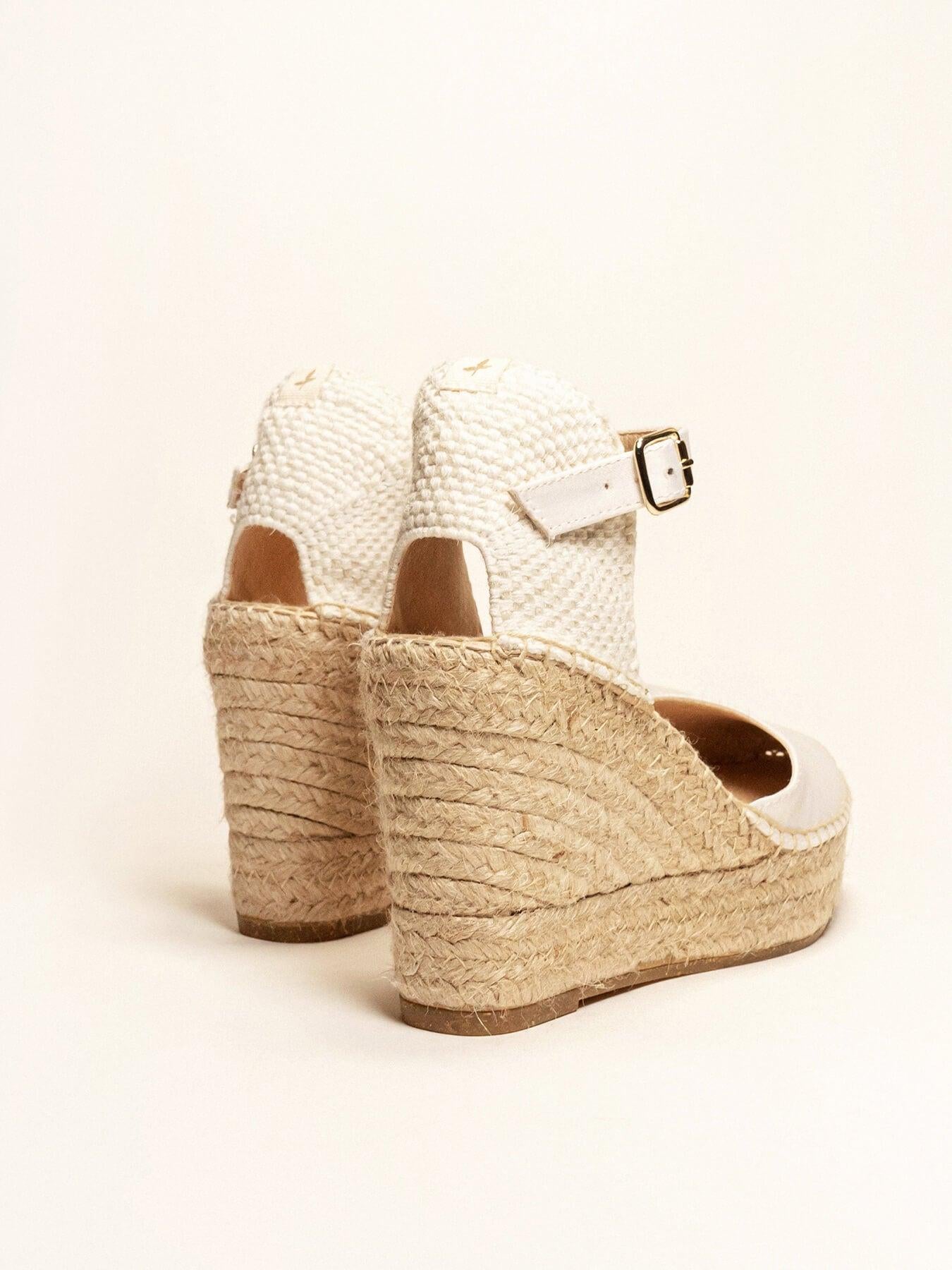 Dalia Cuña 10 cm Raso Blanco