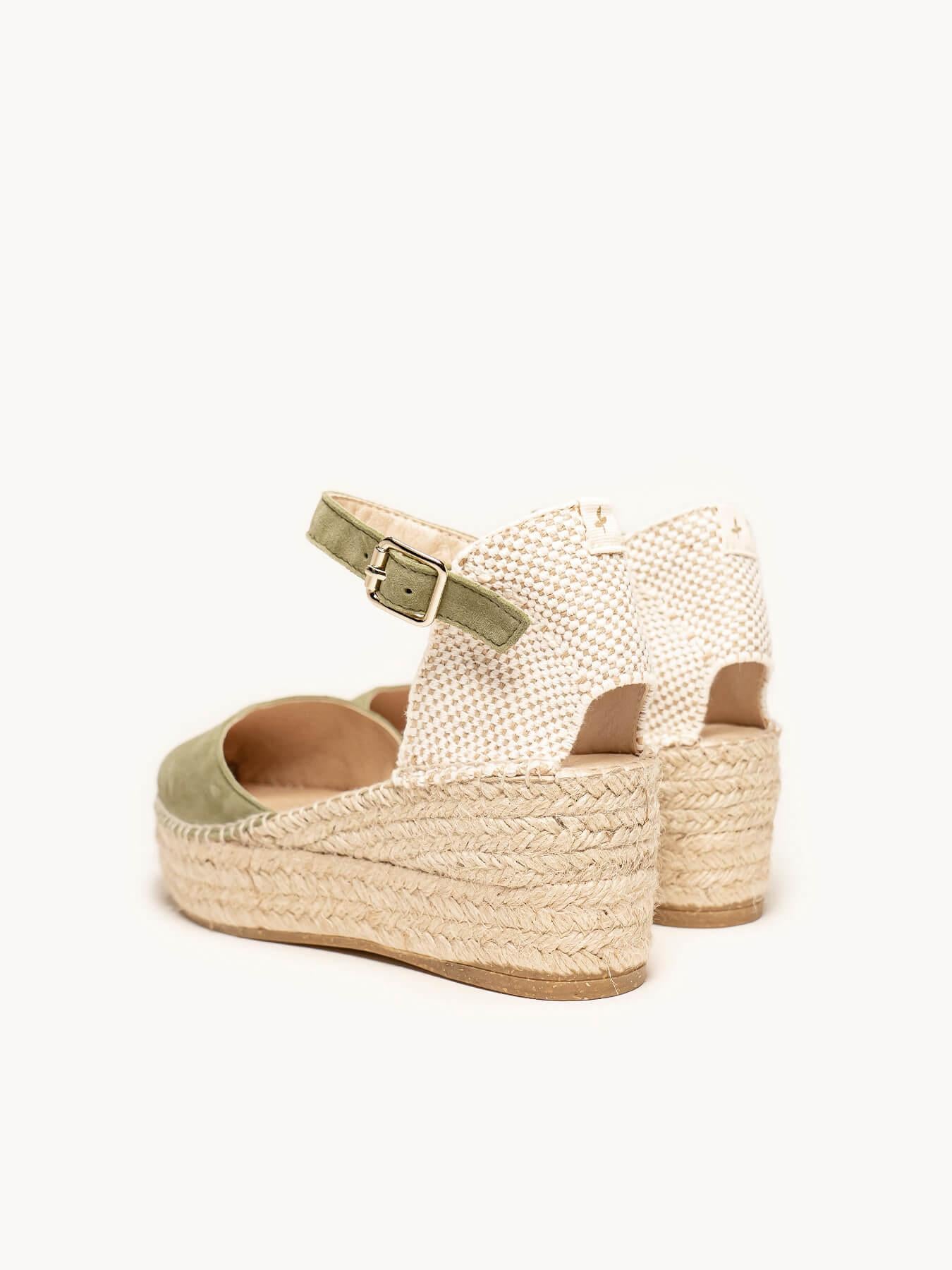 Jara Cuña 6 cm Ante Verde Kaki