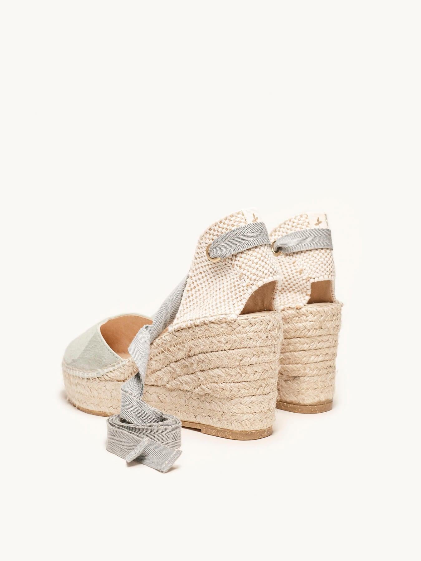 Romero Cuña Media Plataforma Ante Verde Claro