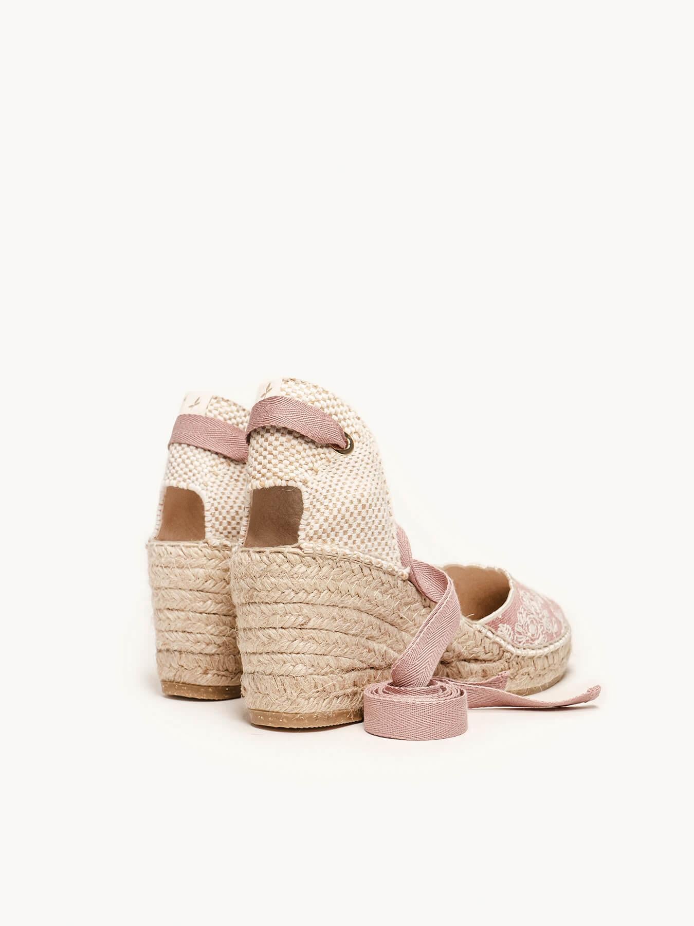 Romero Cuña Media Vaquero Bordado Rosa