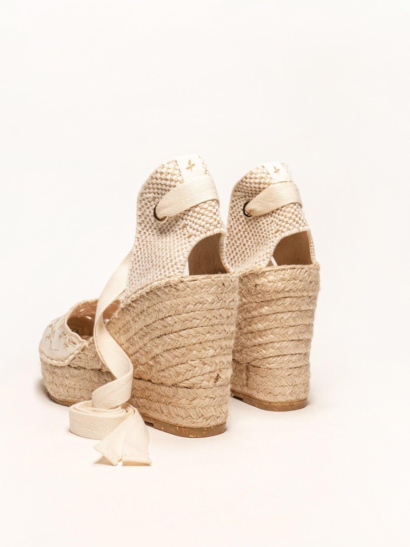 Romero Cuña Alta Lona Bordada Crudo