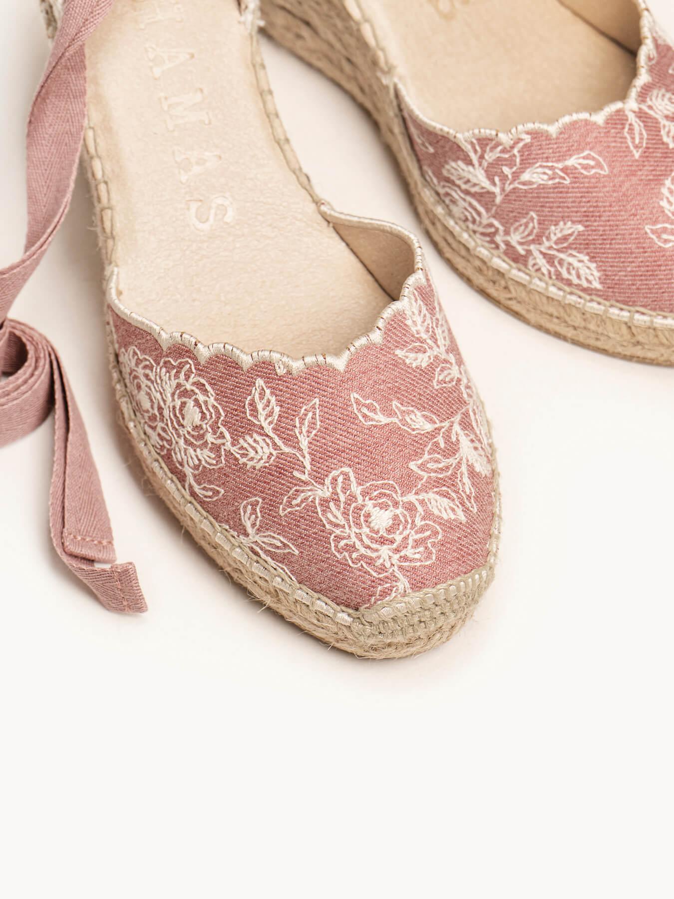 Romero Cuña Media Vaquero Bordado Rosa
