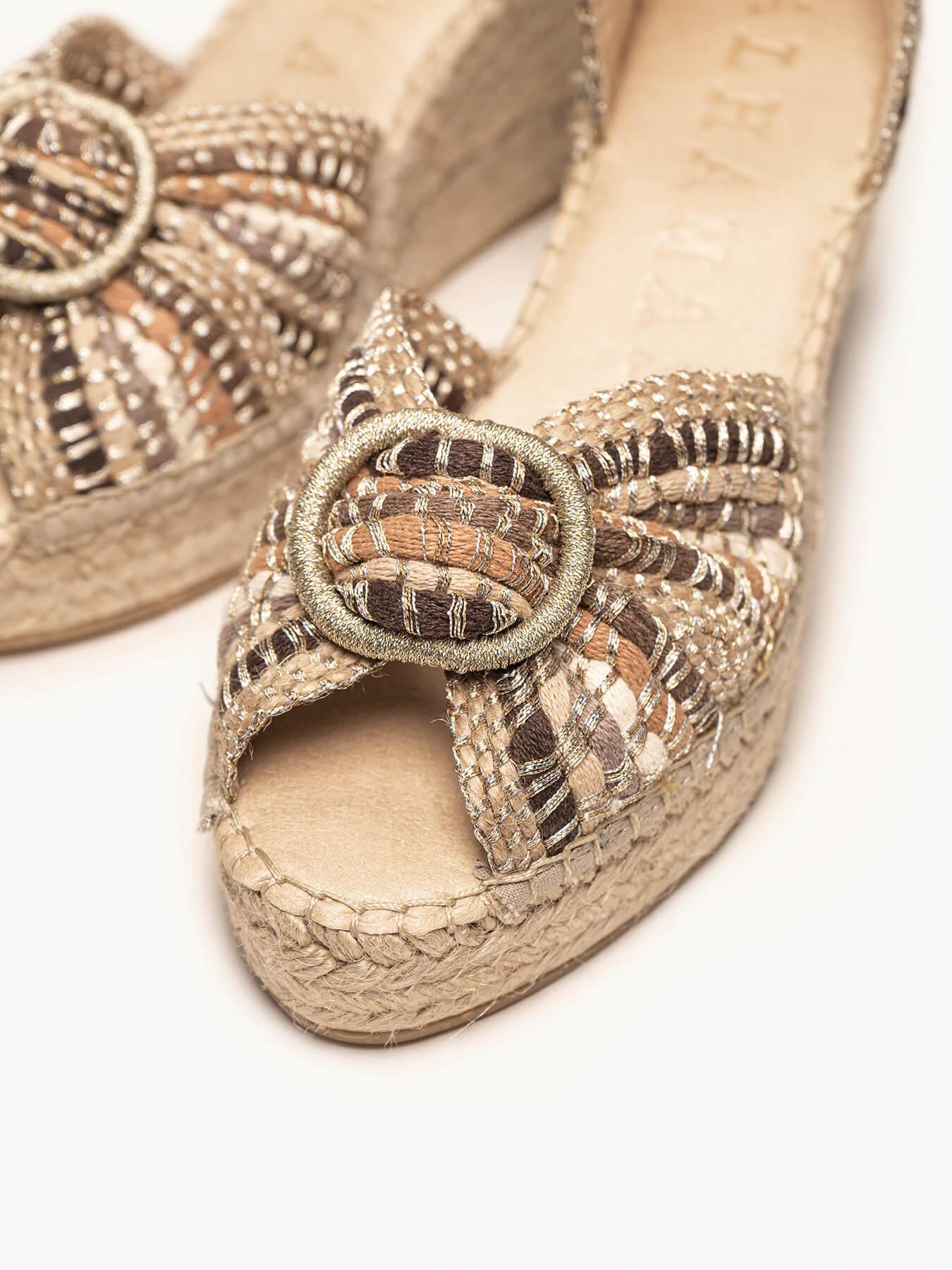 Amapola Cuña Media Plataforma Taloncillo Taupe