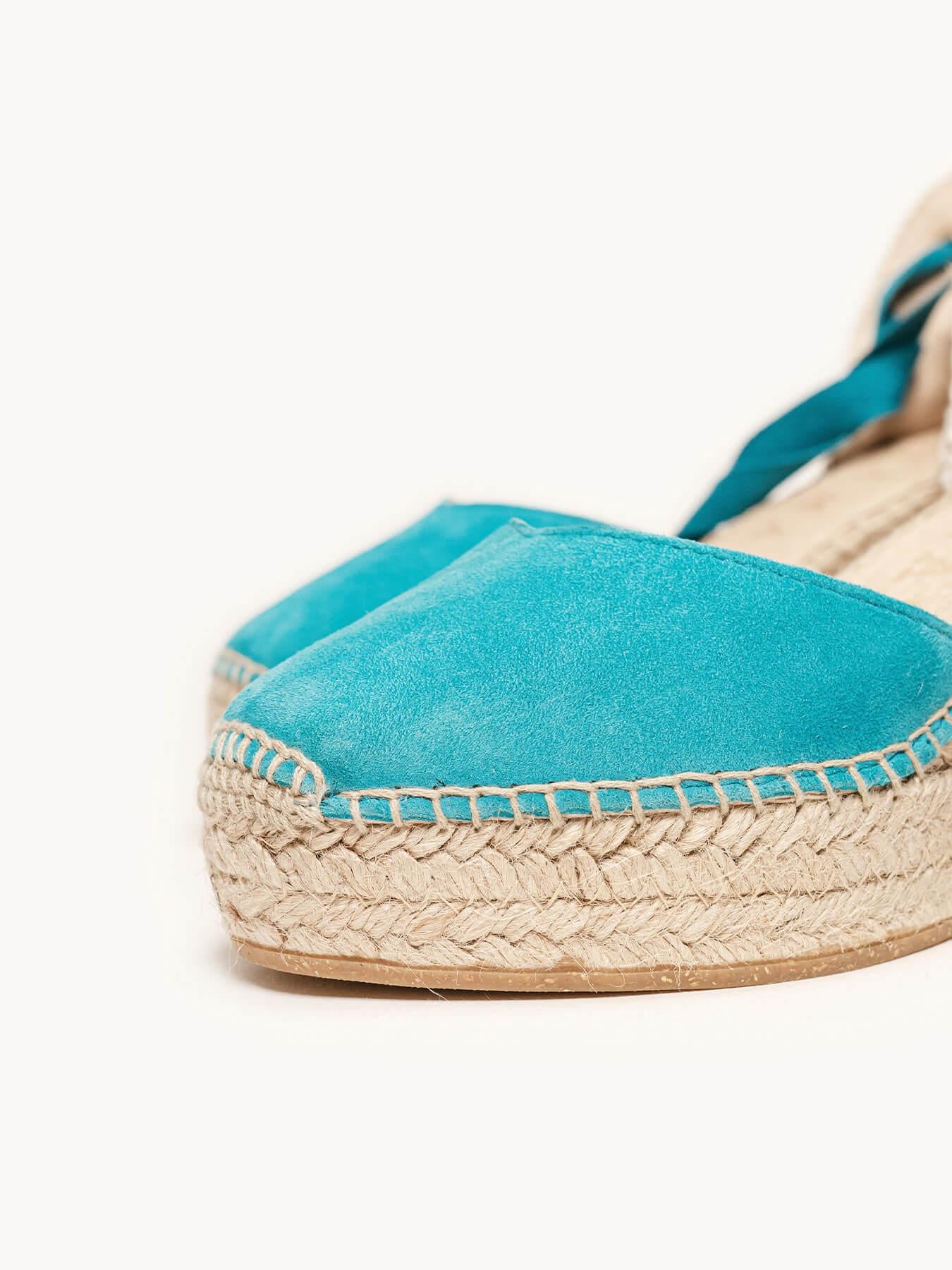 Romero Cuña Media Plataforma Ante Azul Turquesa