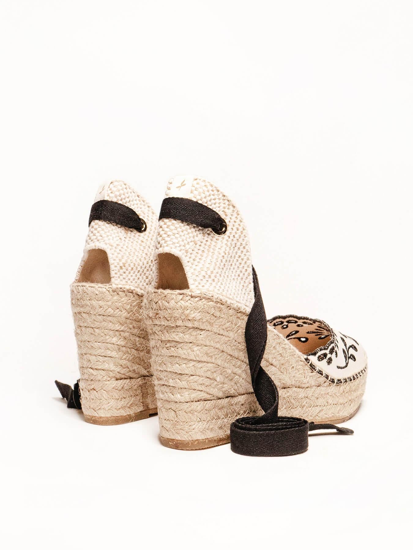 Romero Cuña Alta Lona Bordada Negro