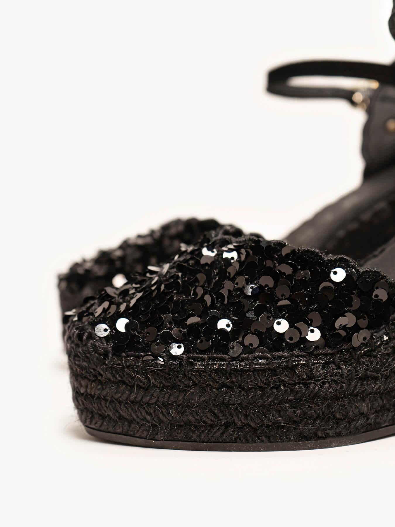 Jara Cuña 10 cm Lentejuelas Negro