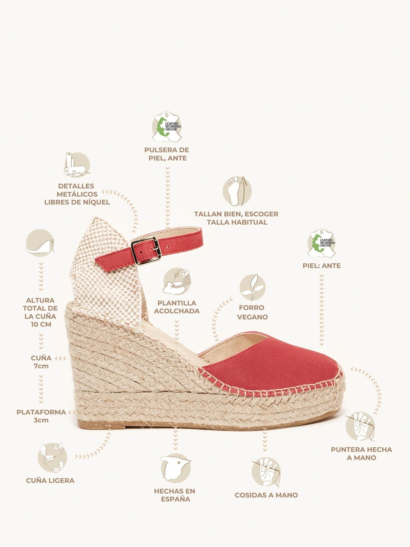 Jara Cuña 10 cm Ante Rojo